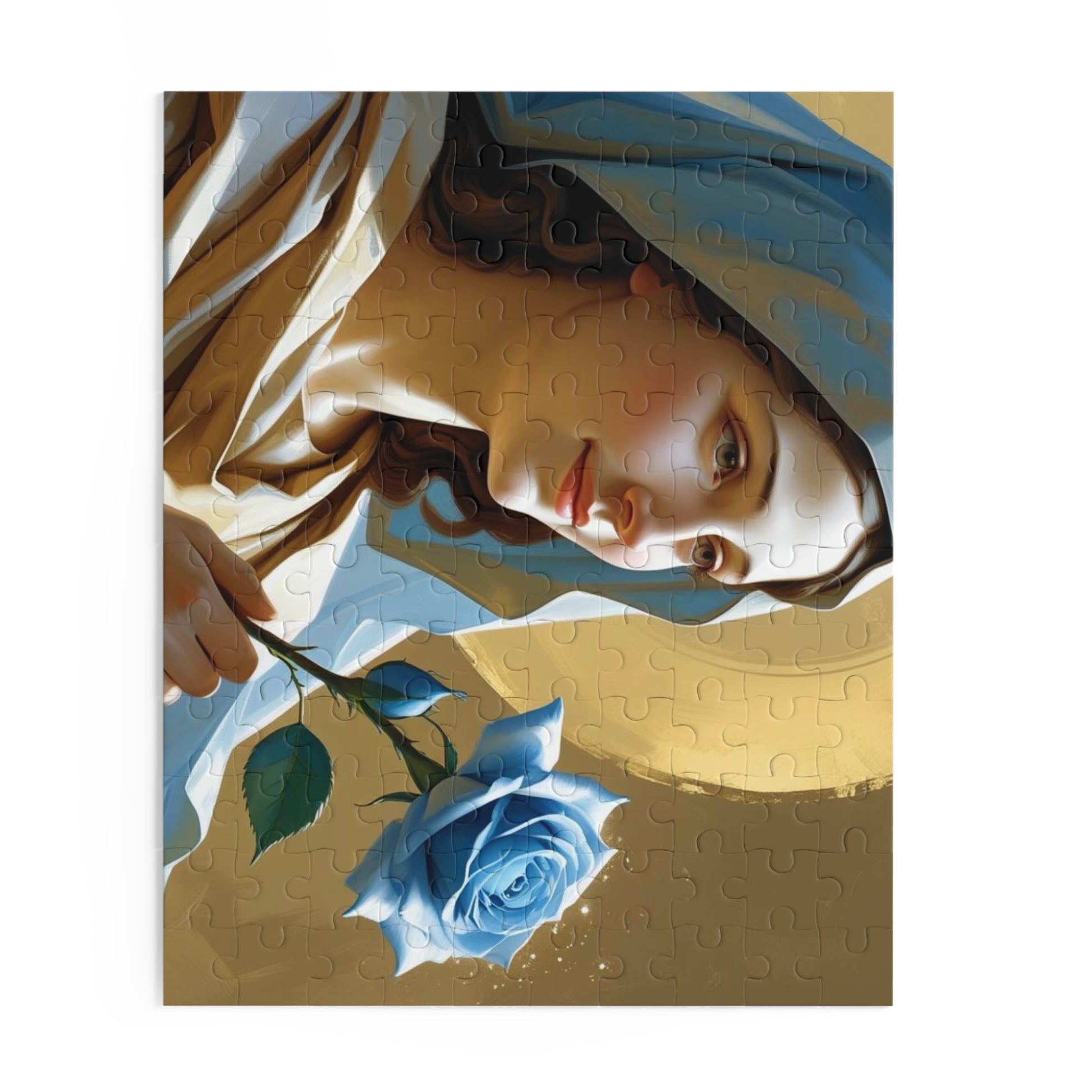 Serene Divine Mary & Her Blue Rose Puzzle (120, 252, 500-Piece) | Religious art, Gift for believers, Home decor, Family activity, Inspirational puzzle
