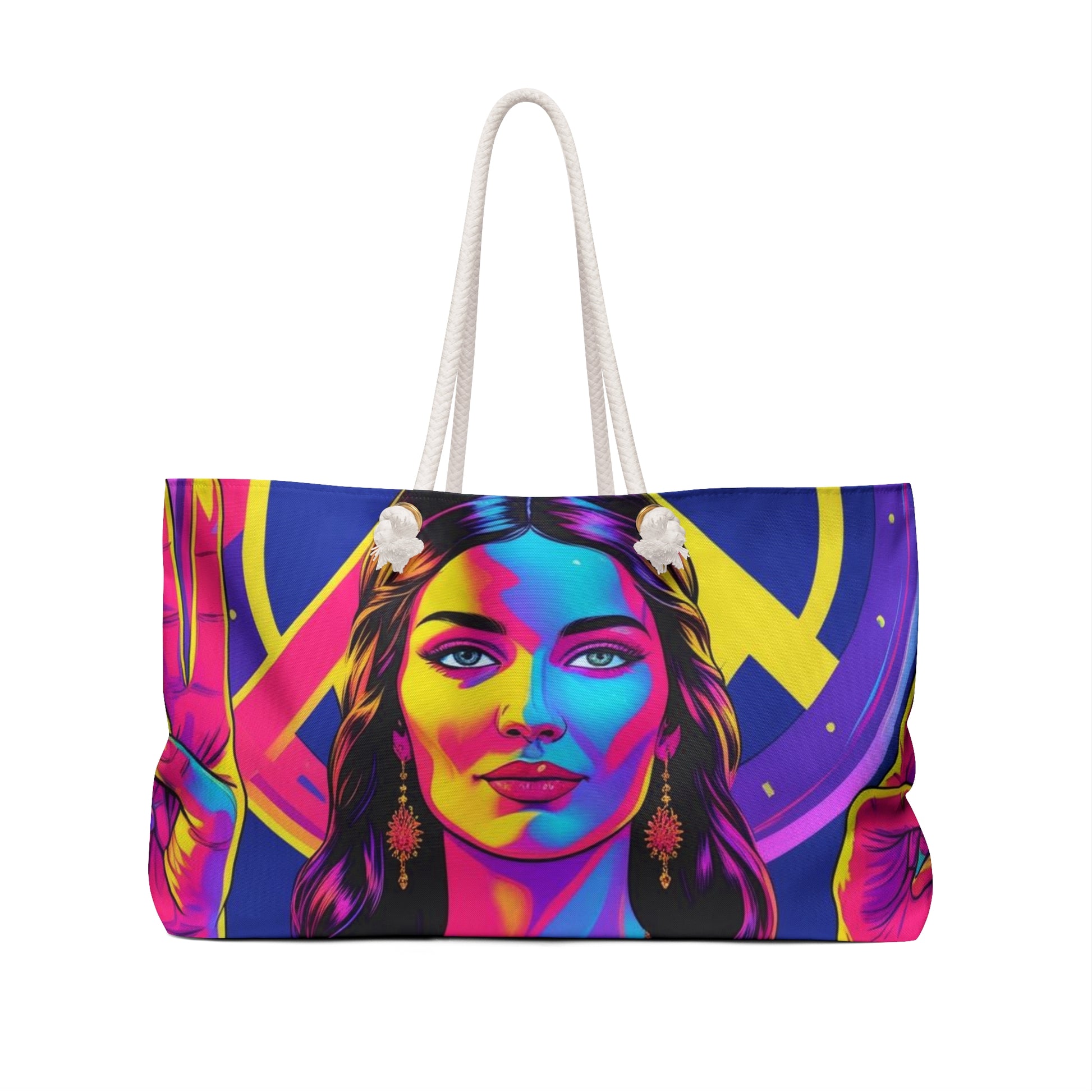 Vibrant Bohemian Weekender Bag, Travel Tote, Beach Bag, Reusable Shopping Bag, Festival Accessory
