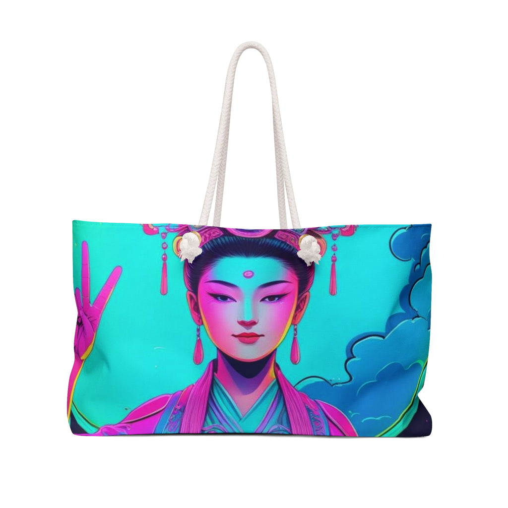 Vibrant Art Weekender Bag, Divine Feminine Boho Tote for Travel, Beach, Gym, Dreamy Gift, Fashionable Weekend Bag