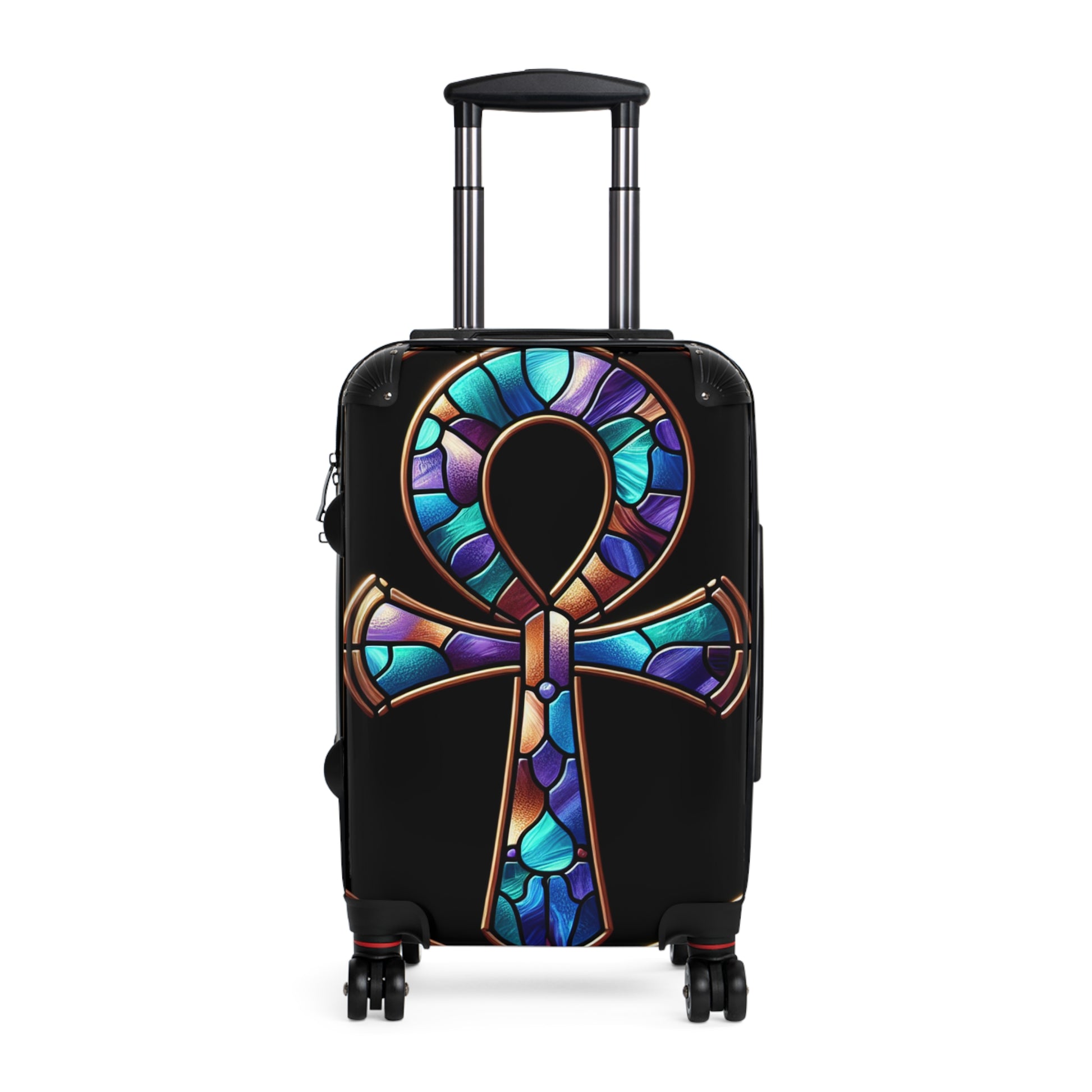 Stained Glass Ankh Suitcase, Travel Luggage, Unique Carry-On, Vacation Essentials, Bohemian Travel Gear, Gift for Travelers