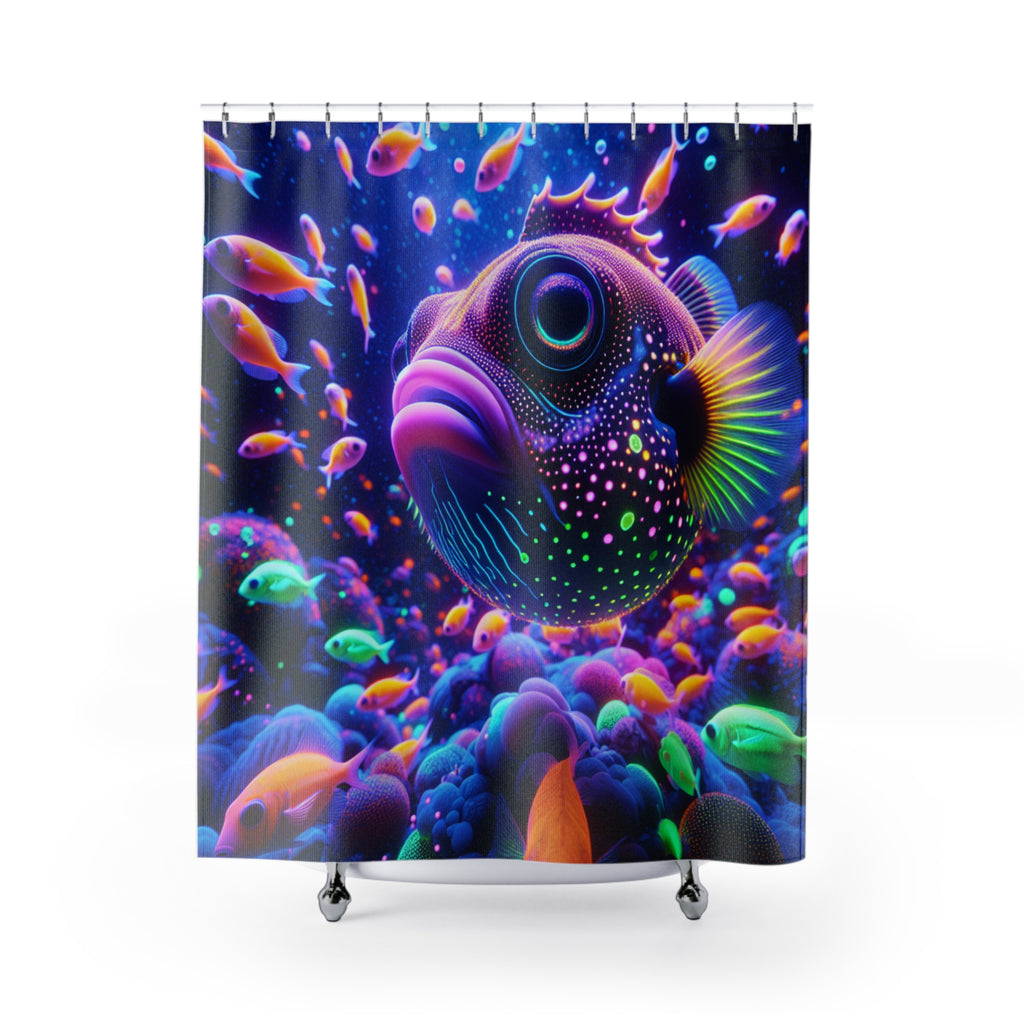 Vibrant Underwater Shower Curtain - Bright Fish Design, Bathroom Decor, Ocean Vibes, Unique Gift, Colorful Home Accent