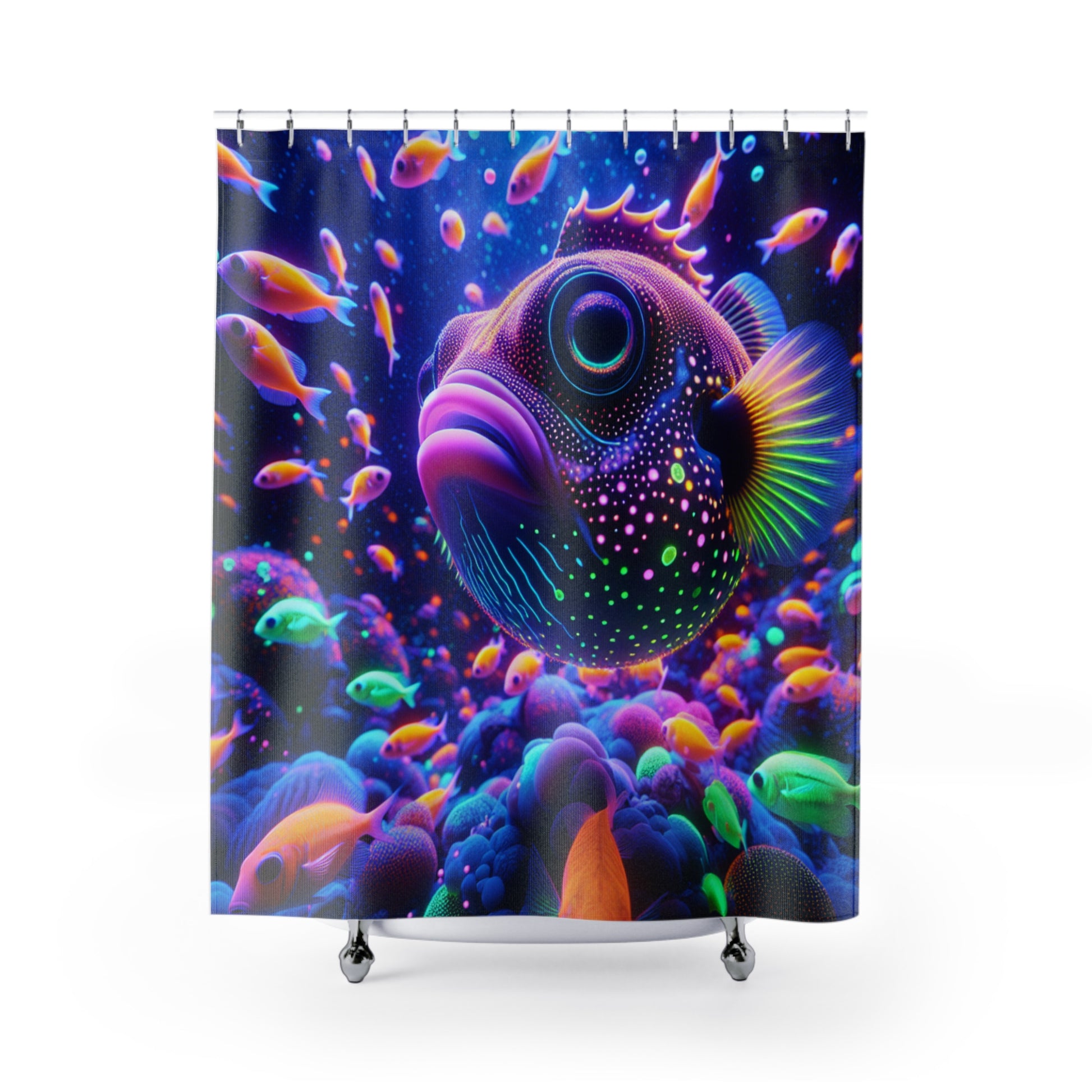 Vibrant Underwater Shower Curtain - Bright Fish Design, Bathroom Decor, Ocean Vibes, Unique Gift, Colorful Home Accent