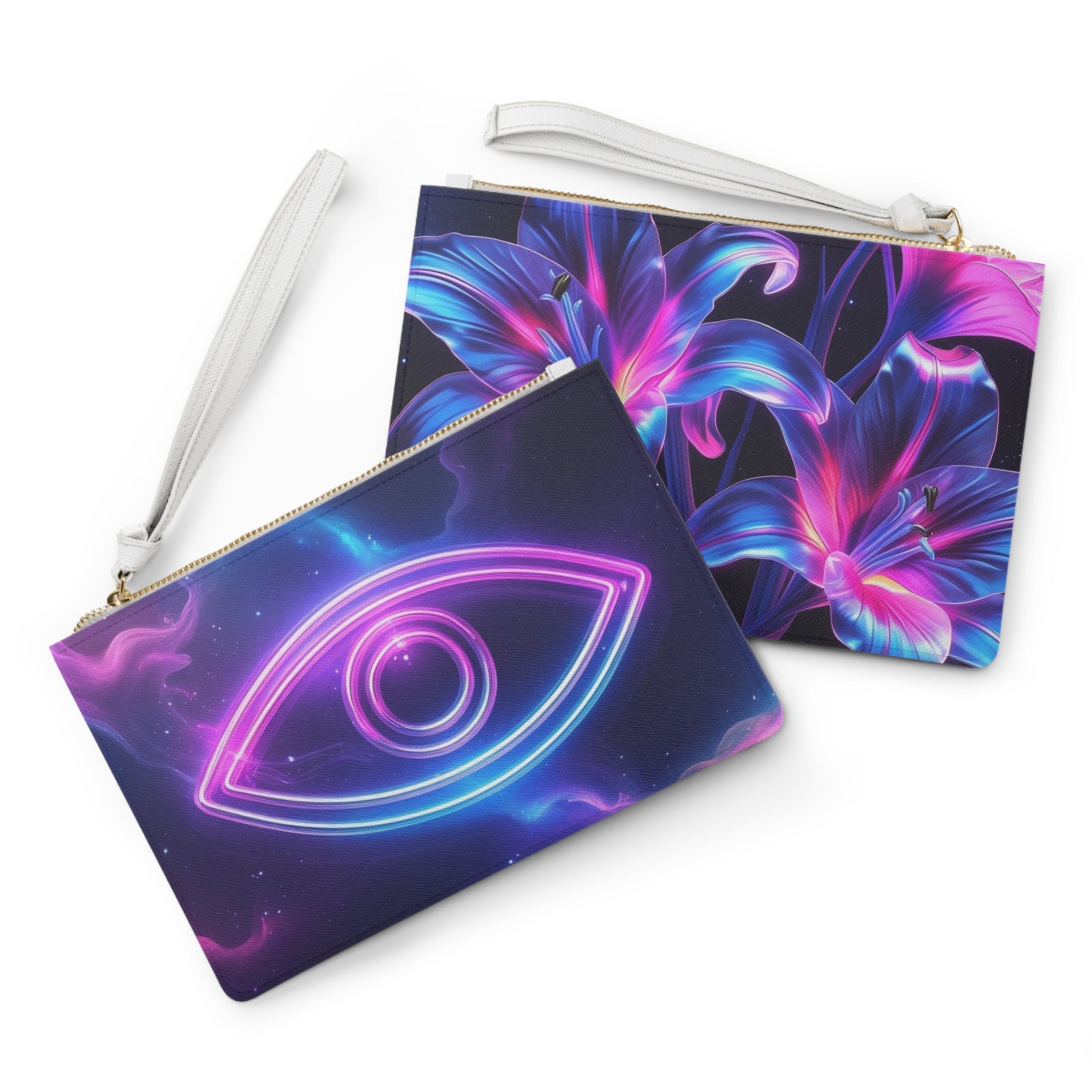 Cosmic Eye Floral Clutch Bag, Neon Purse, Summer Party Accessory, Bohemian Gift, Festival Clutch, Stylish Evening Bag