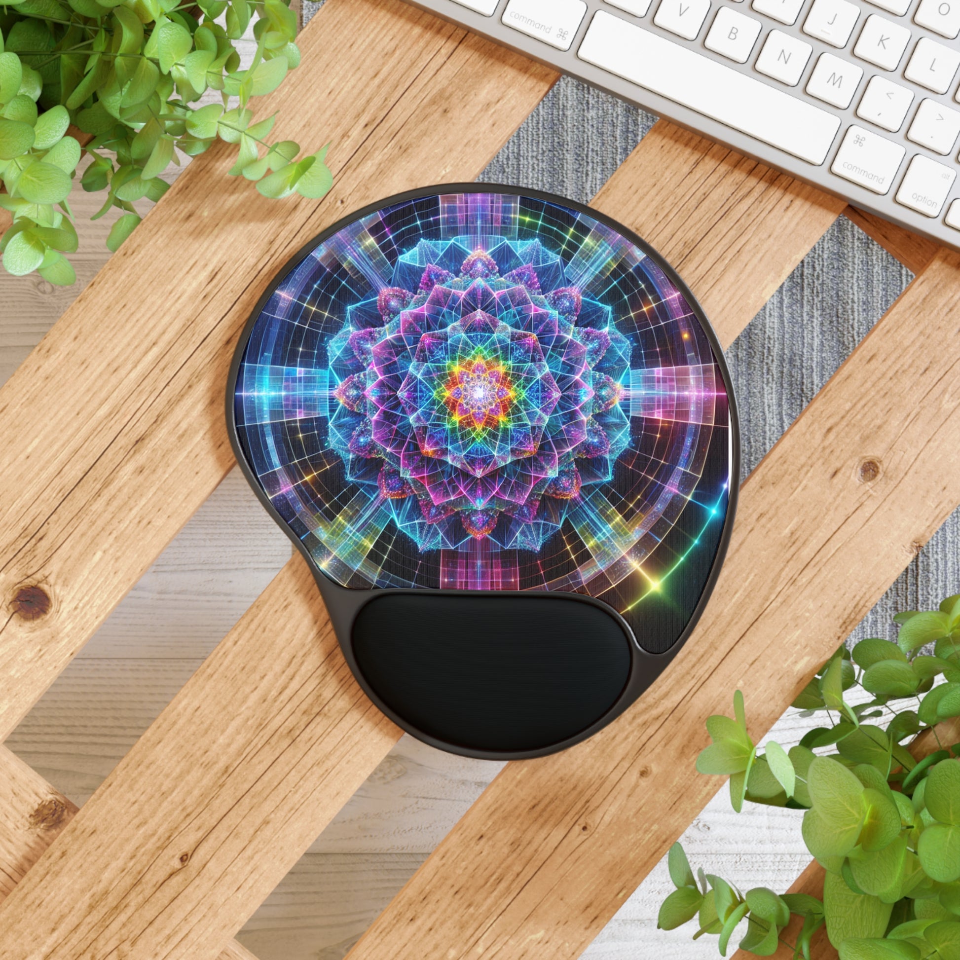 Colorful Floral Mandala Mouse Pad with Wrist Rest, Ergonomic Desk Accessory, Gamer Gift, Office Decor, Work From Home Essentials