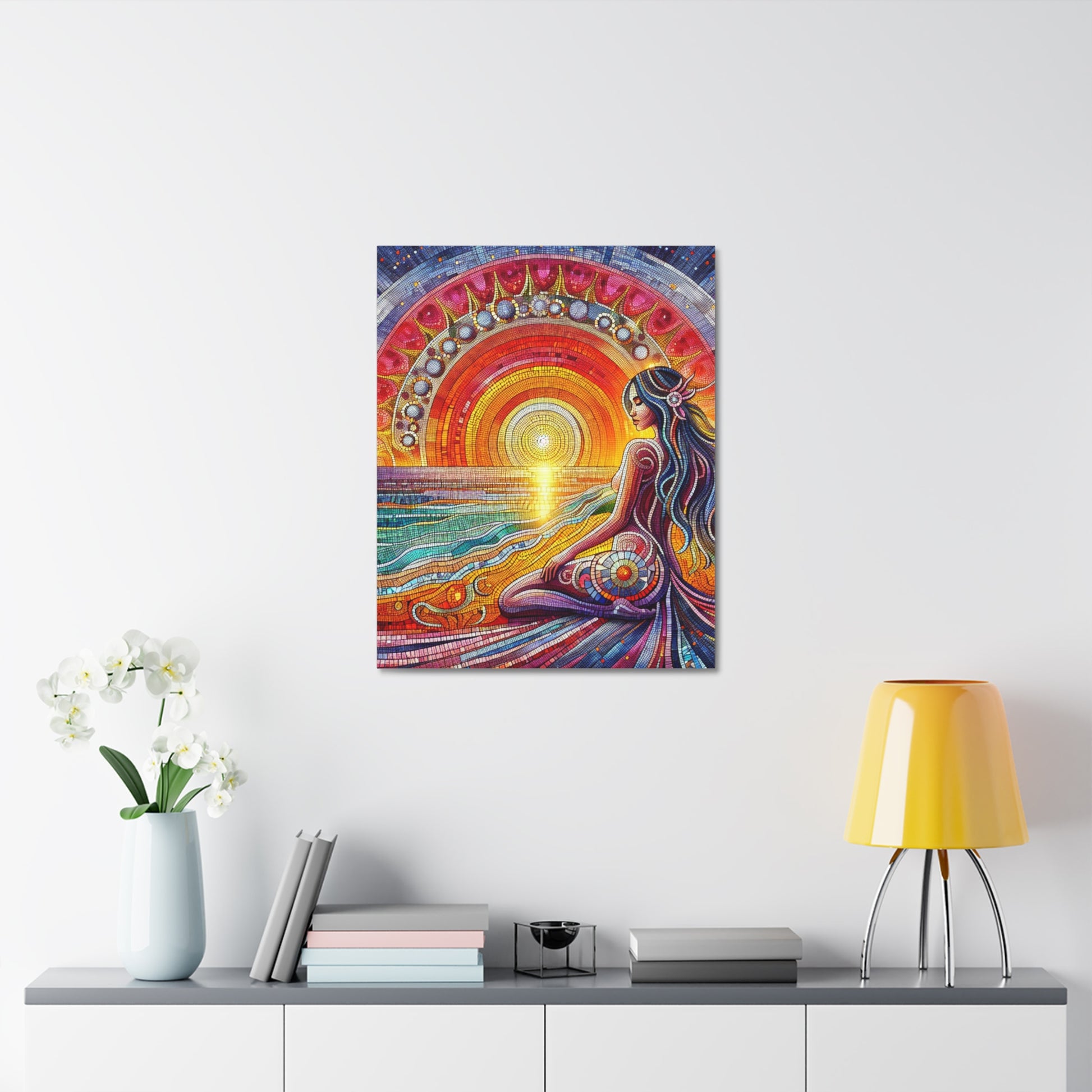 Vibrant Bohemian Stretched Canvas Art, Colorful Wall Decor, Meditative Home Accent, Spiritual Decor for Mindfulness, Gift for Art Lovers