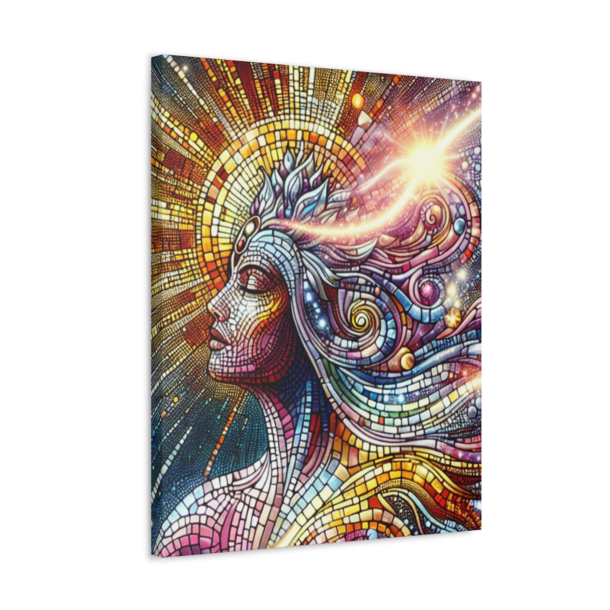 Vibrant Mosaic Art Canvas Wall Decor, Colorful Home Aesthetic, Unique Gift for Art Lovers, Bohemian Style Wall Art