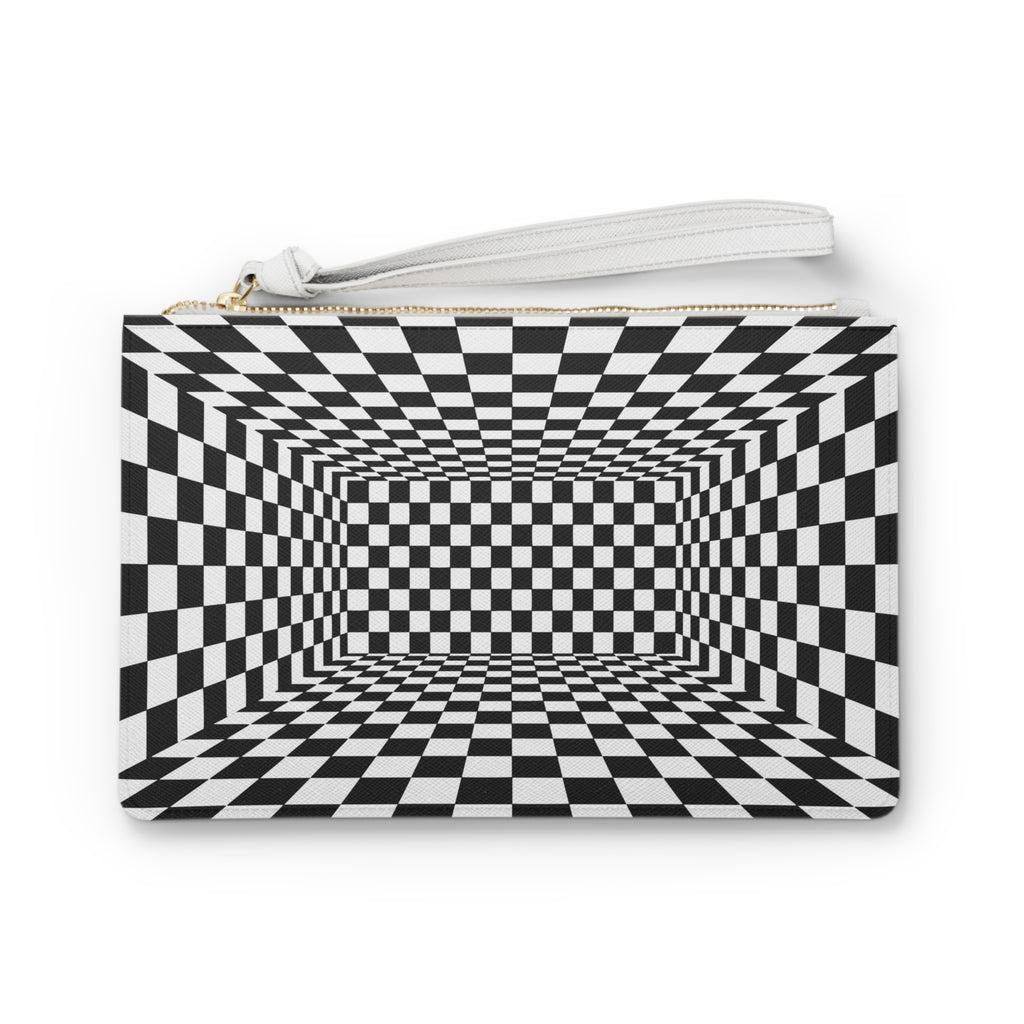 Optical Illusion Clutch Bag | Trendy Checkered Handbag for Unique Style | Perfect Gift for Fashion Lovers | Black and White Design