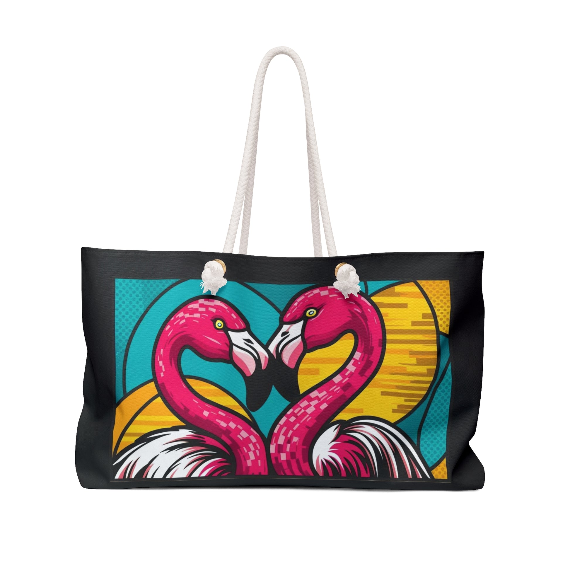 Flamingo Love Weekender Pop Art Bag | Beach Tote, Travel Bag, Summer Getaway, Gift for Her, Tropical Vibes, Adventure Bag