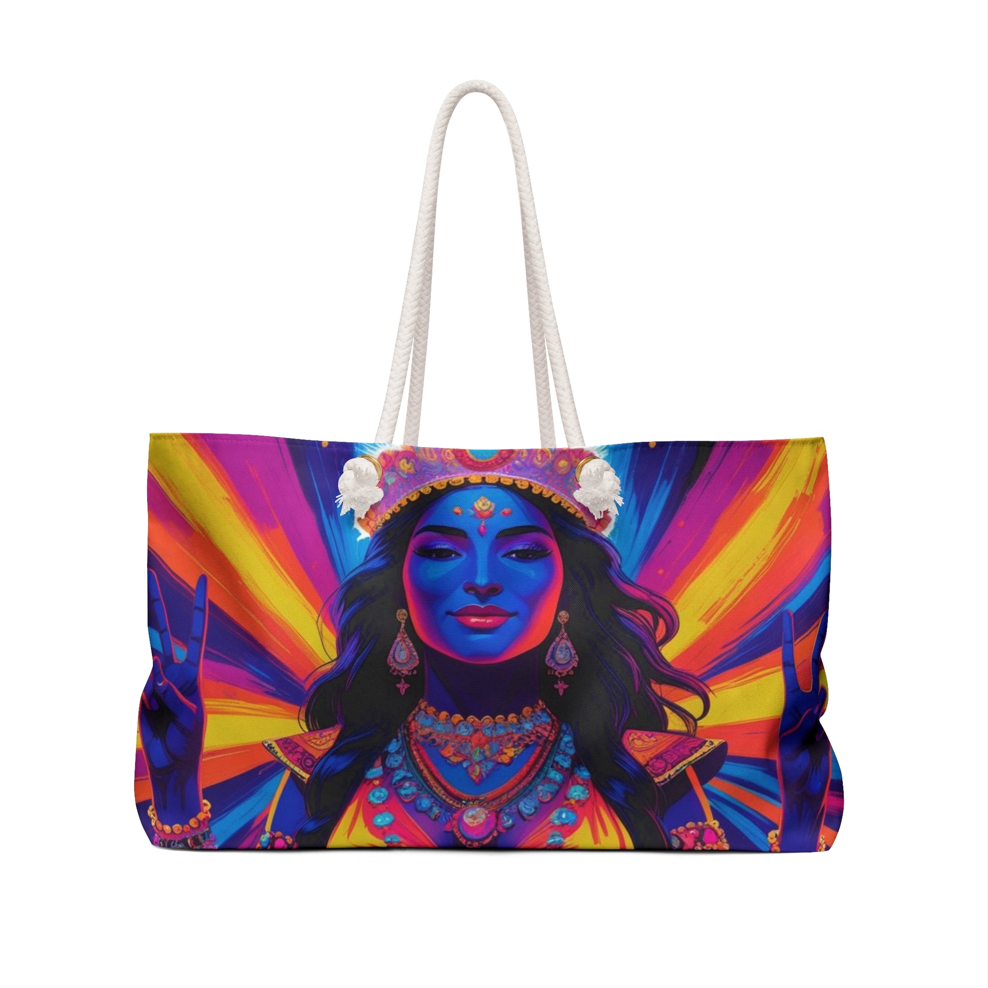 Vibrant Goddess Weekender Bag - Travel Tote, Spiritual Gift, Yoga Retreat Bag, Boho Chic Travel Accessory, Festival Bag