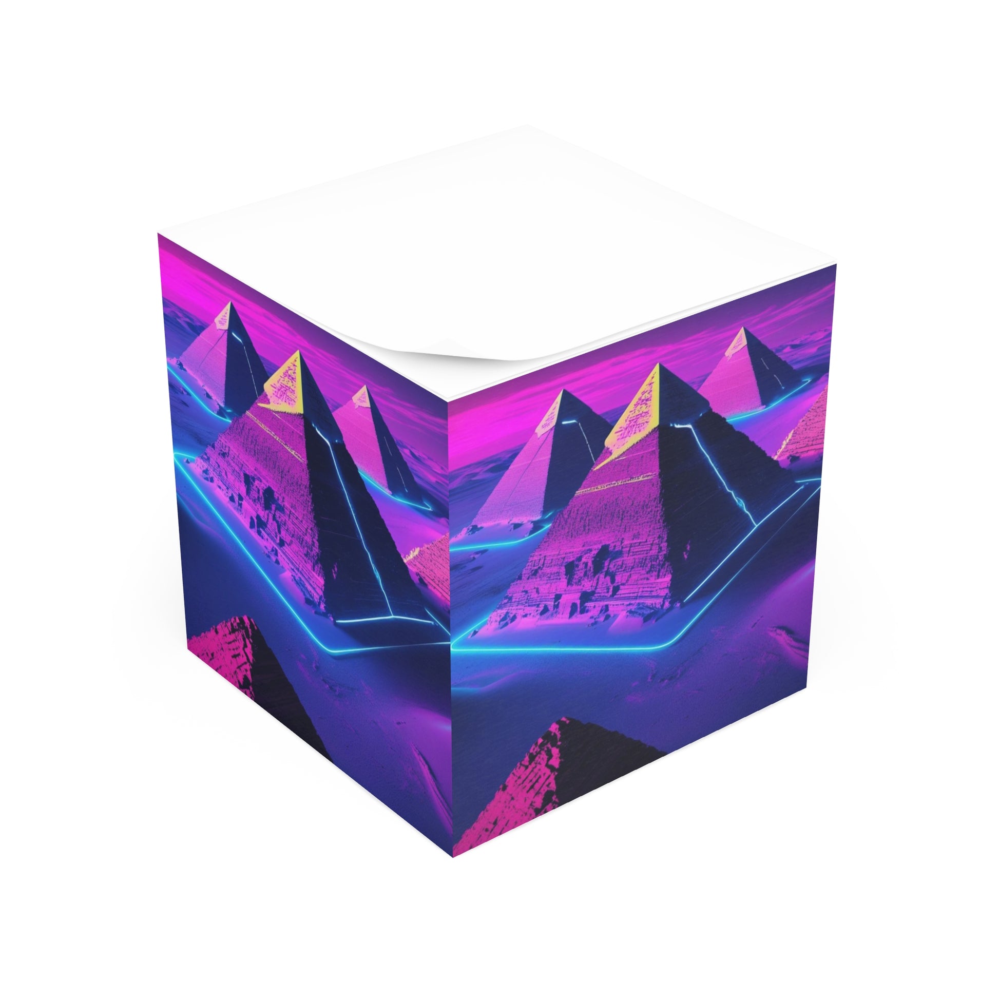 Neon Pyramid Note Cube | Futuristic Desk Decor, Unique Office Supplies, Gift for Students, College Essentials, Inspirational Workspace