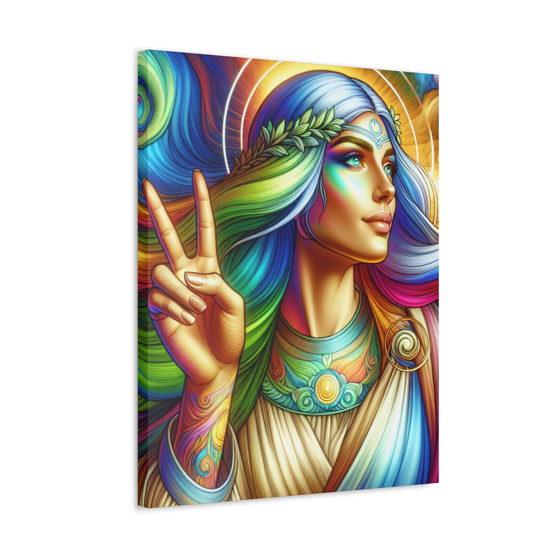 Colorful Peaceful Spirit Stretched Canvas Art - Vibrant Home Decor, Boho Wall Art, Unique Gift, Colorful Art Print, Spiritual Wall Art