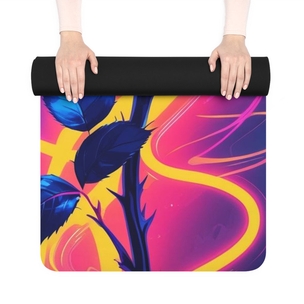 Vibrant Floral Yoga Mat - Colorful Rubber Exercise Mat for Home Gym, Meditation, Gifts for Yoga Lovers, Fitness Enthusiasts, Wellness Events
