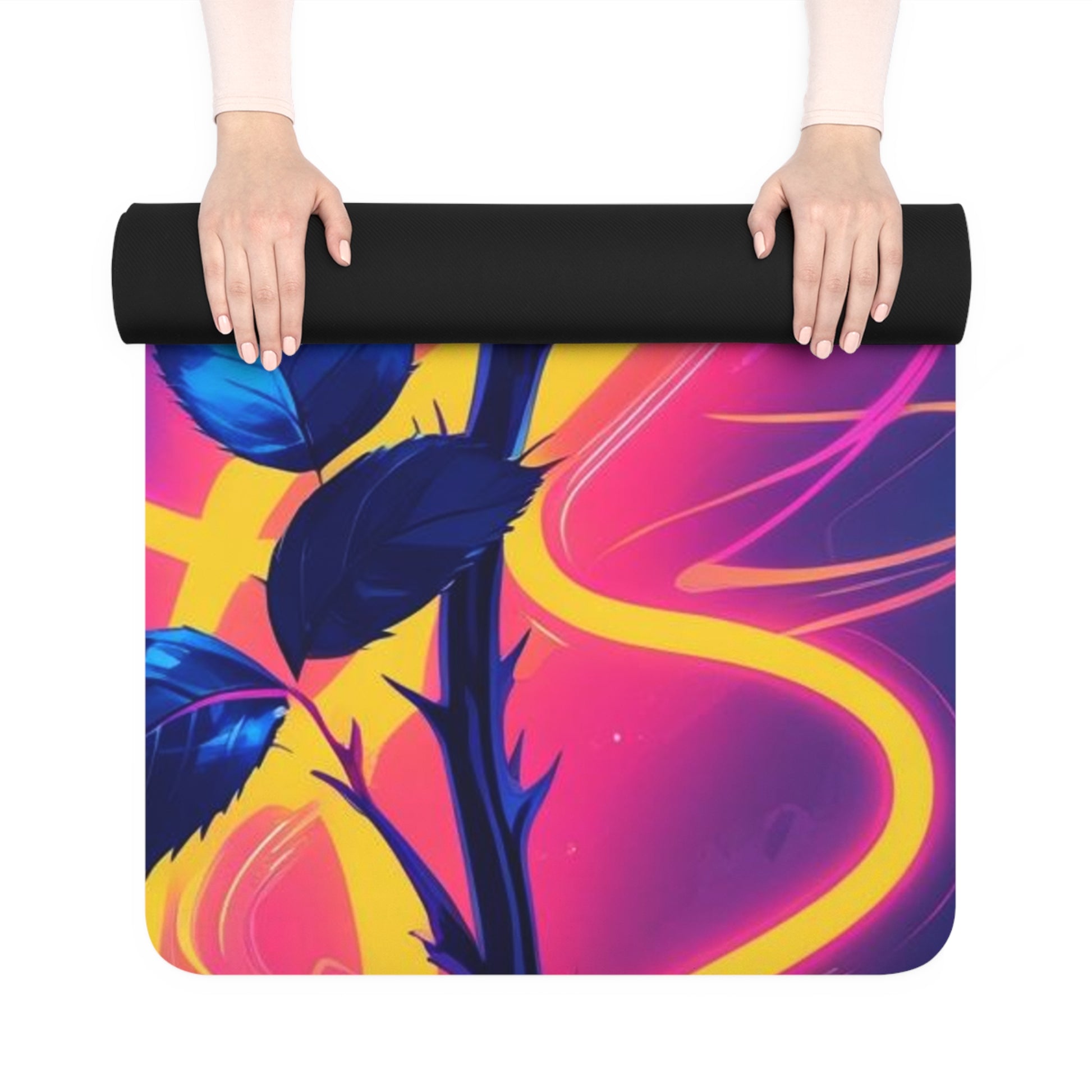 Vibrant Floral Yoga Mat - Colorful Rubber Exercise Mat for Home Gym, Meditation, Gifts for Yoga Lovers, Fitness Enthusiasts, Wellness Events