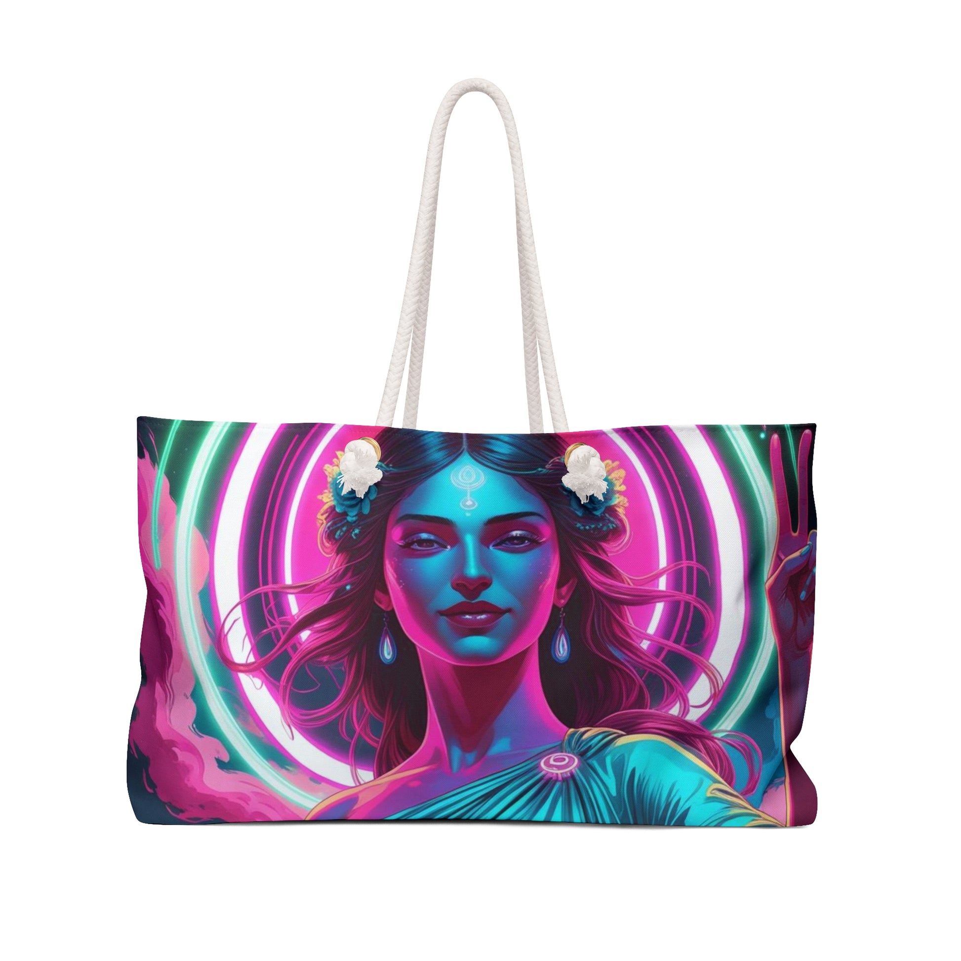 Vibrant Boho Weekender Bag - Festival Tote, Yoga Gym Bag, Travel Bag, Weekend Getaway, Artistic Carryall