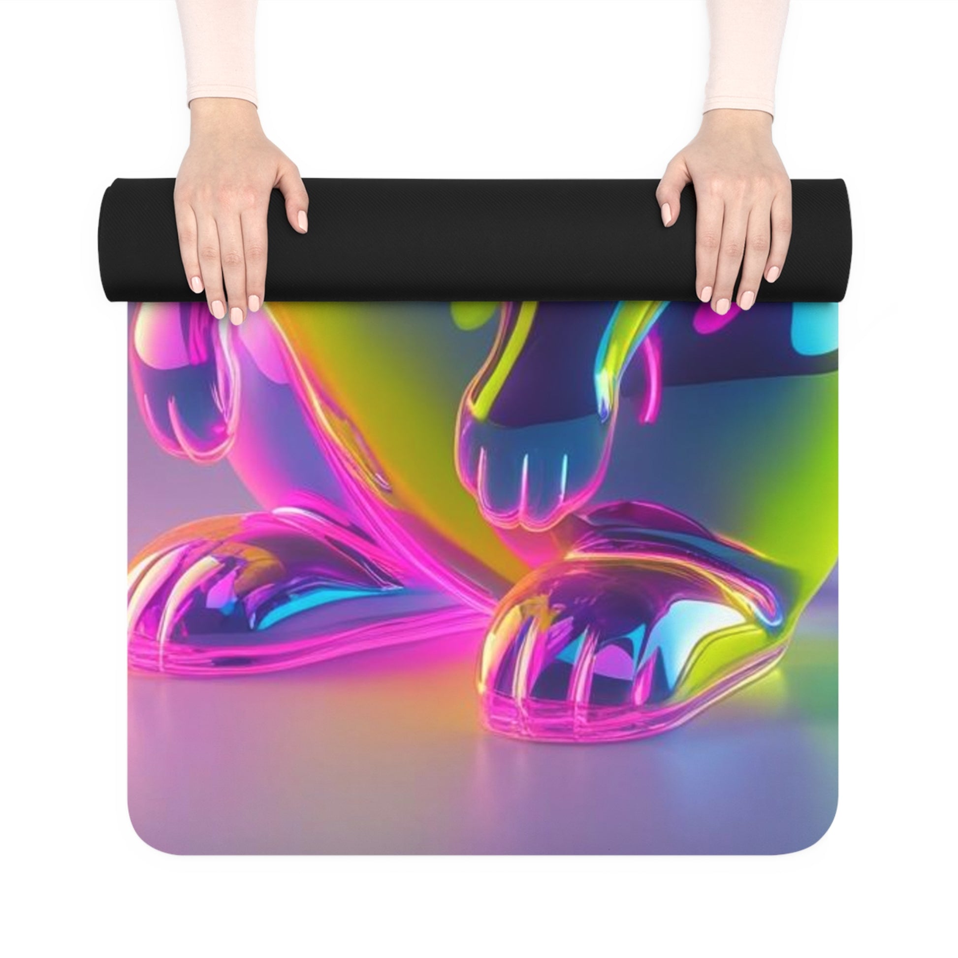 Vibrant Bunny Rubber Yoga Mat, Fun Exercise Mat, Unique Gift for Yoga Lovers, Colorful Workout Accessory, Easter Yoga Prop