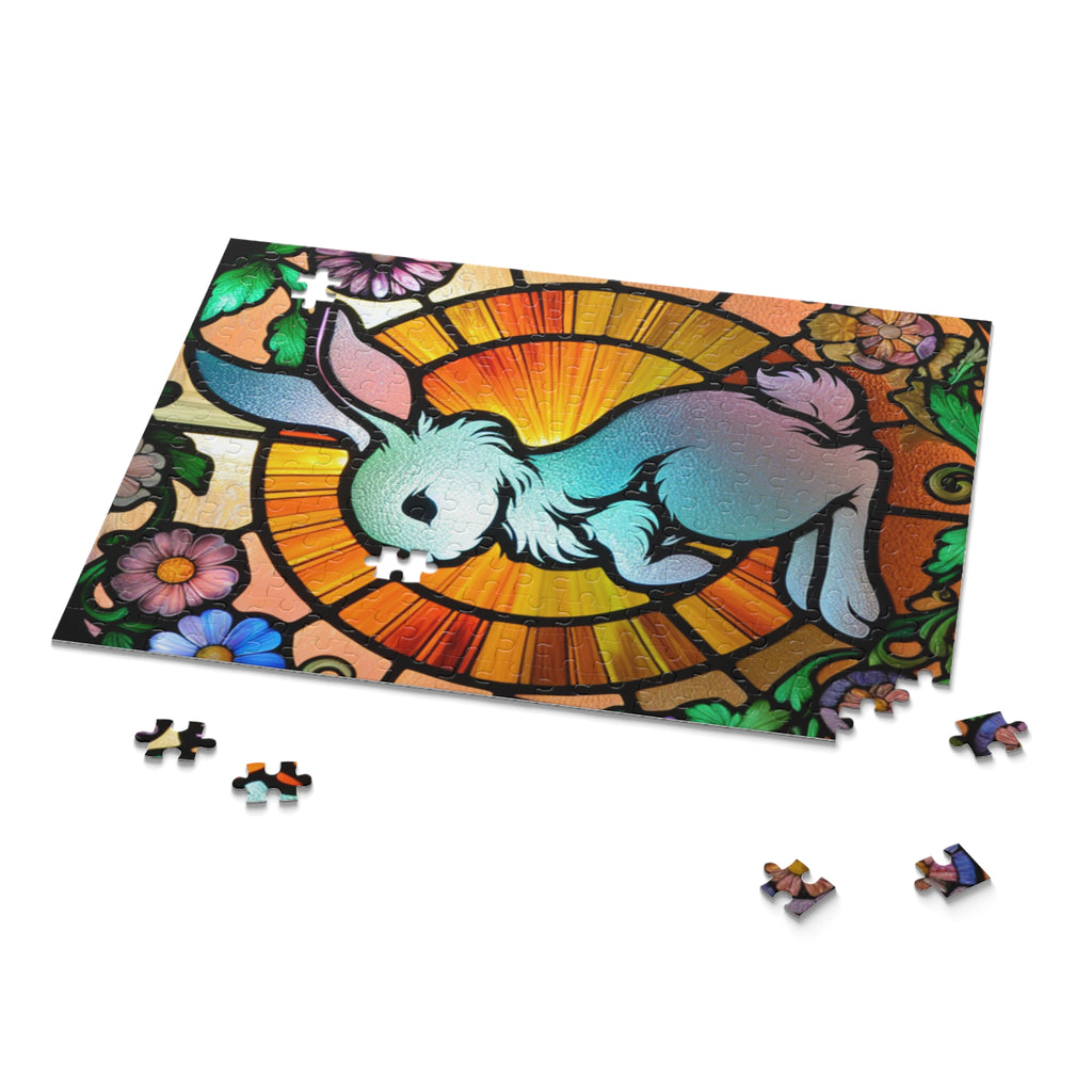Stained Glass Bunny Puzzle - Perfect for Spring, Easter Decorations, Family Fun, Art Lovers, Unique Gift Idea