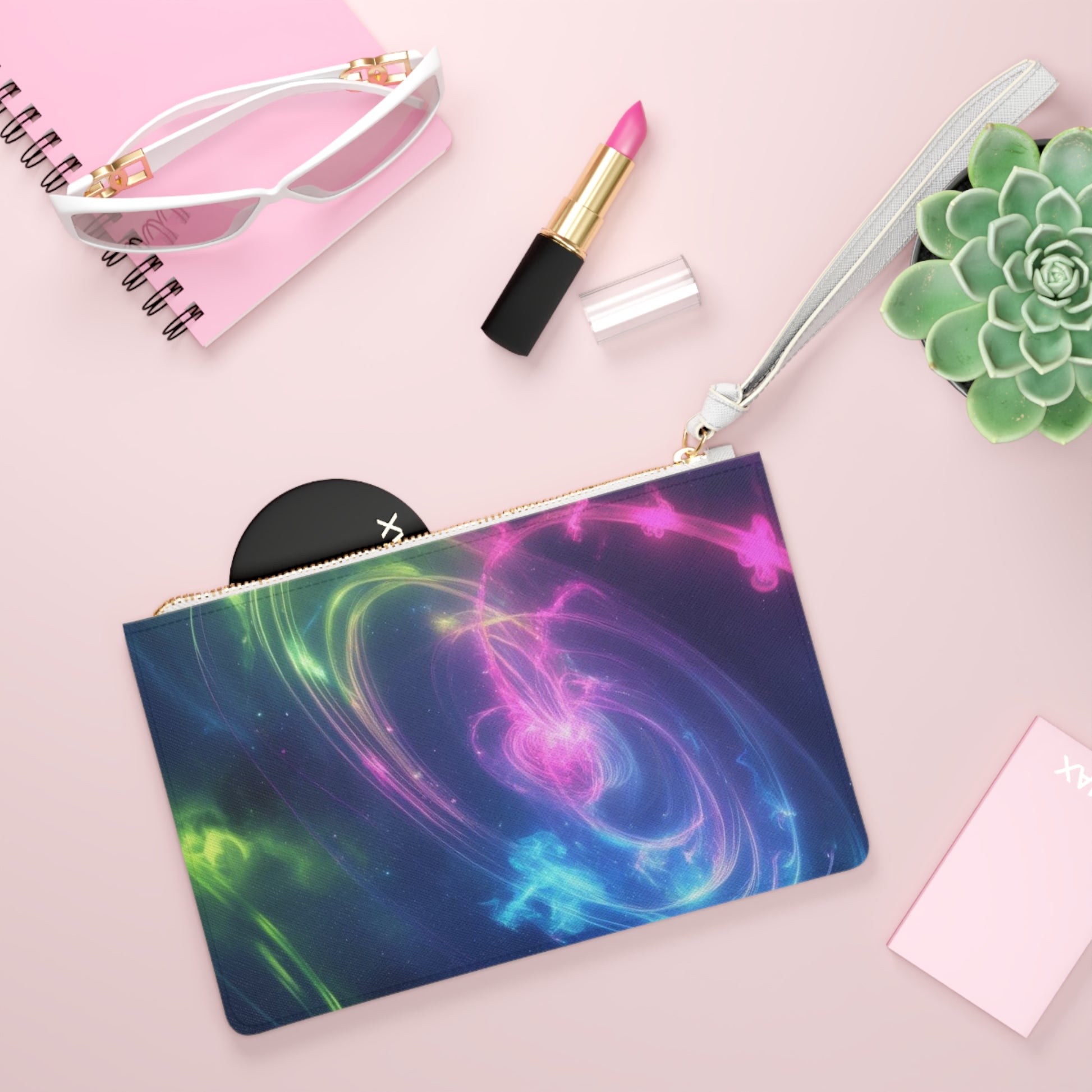 Cosmic Vortex Clutch Bag | Colorful Abstract Design | Perfect for Parties, Evening Out, Travel, Gifts, and Festivals