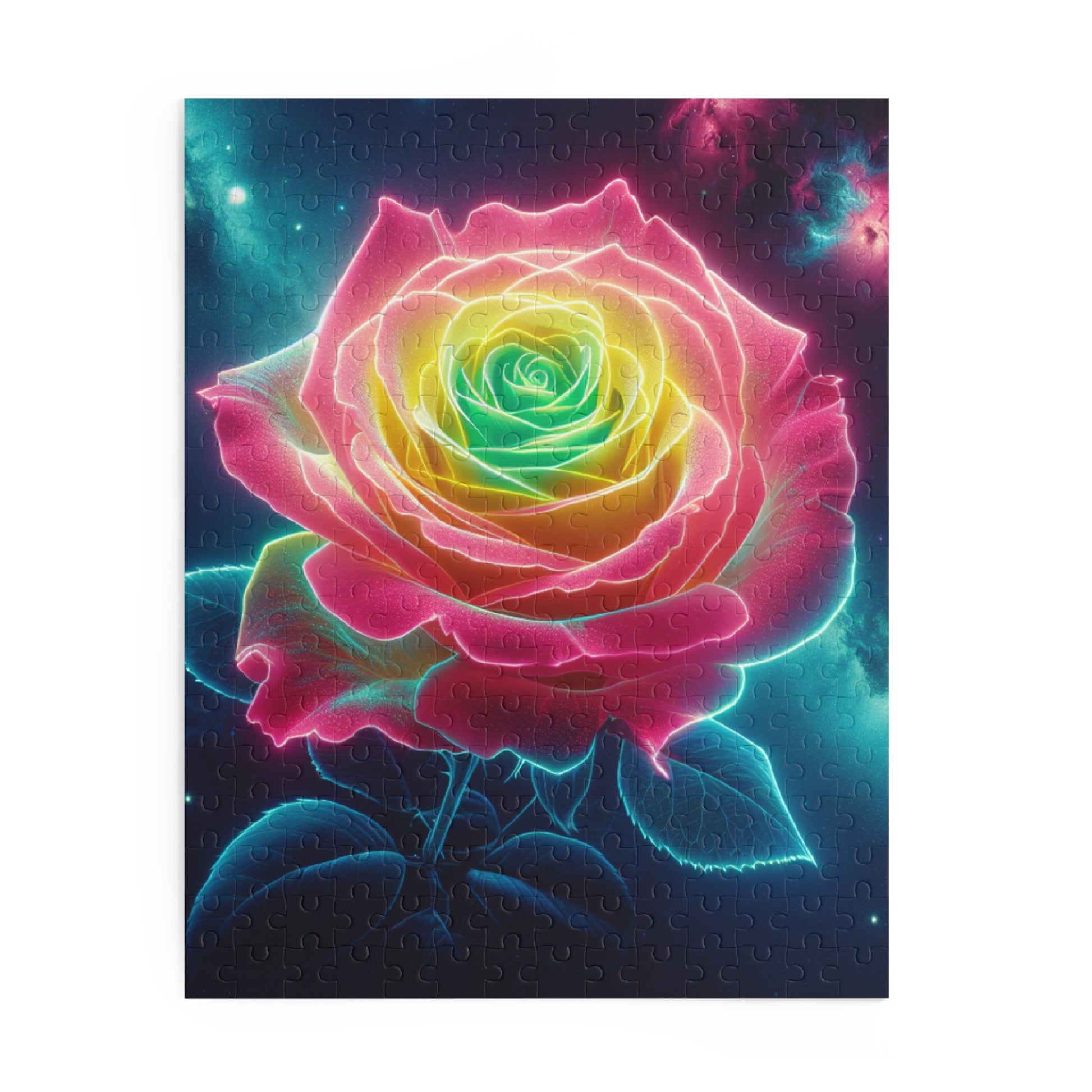 Neon Rose Puzzle - 120, 252, 500-Piece, Colorful Home Decor, Gift for Flower Lovers, Unique Puzzle, Relaxing Activity, Fun Family Game