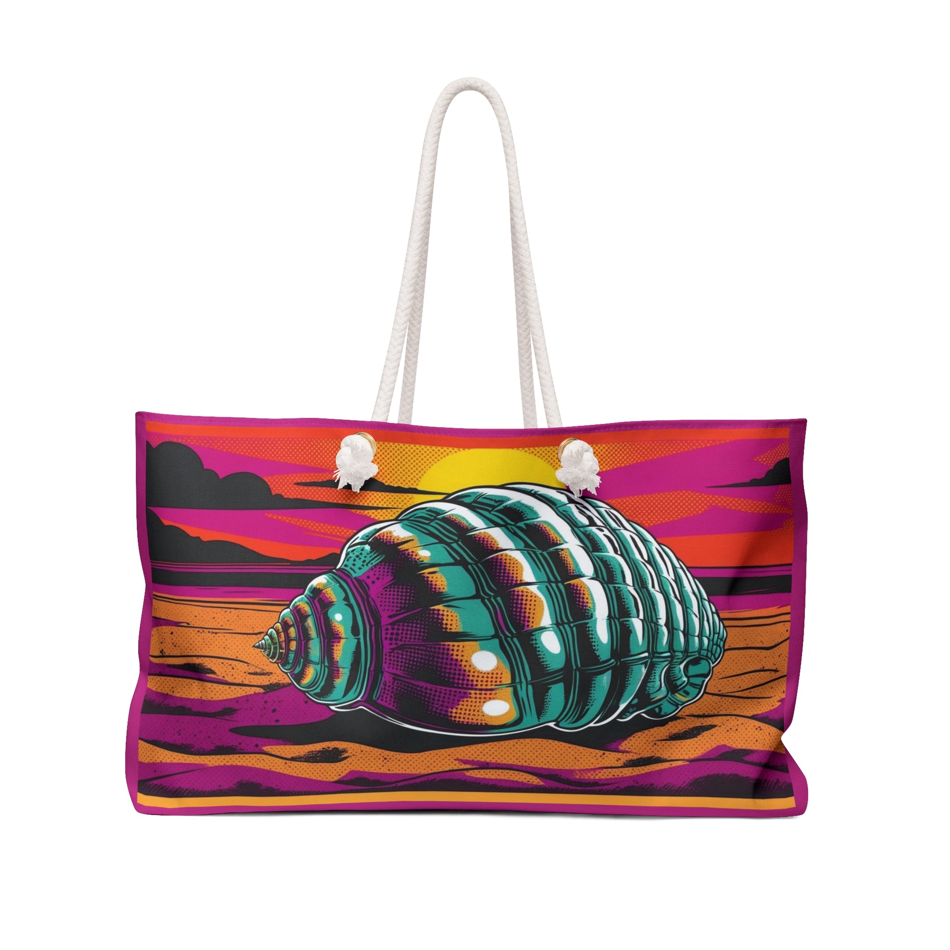 Colorful Shell Weekender Bag, Beach Travel Tote, Vacation Essentials Bag, Stylish Shell Print Bag, Summer Getaway Bag
