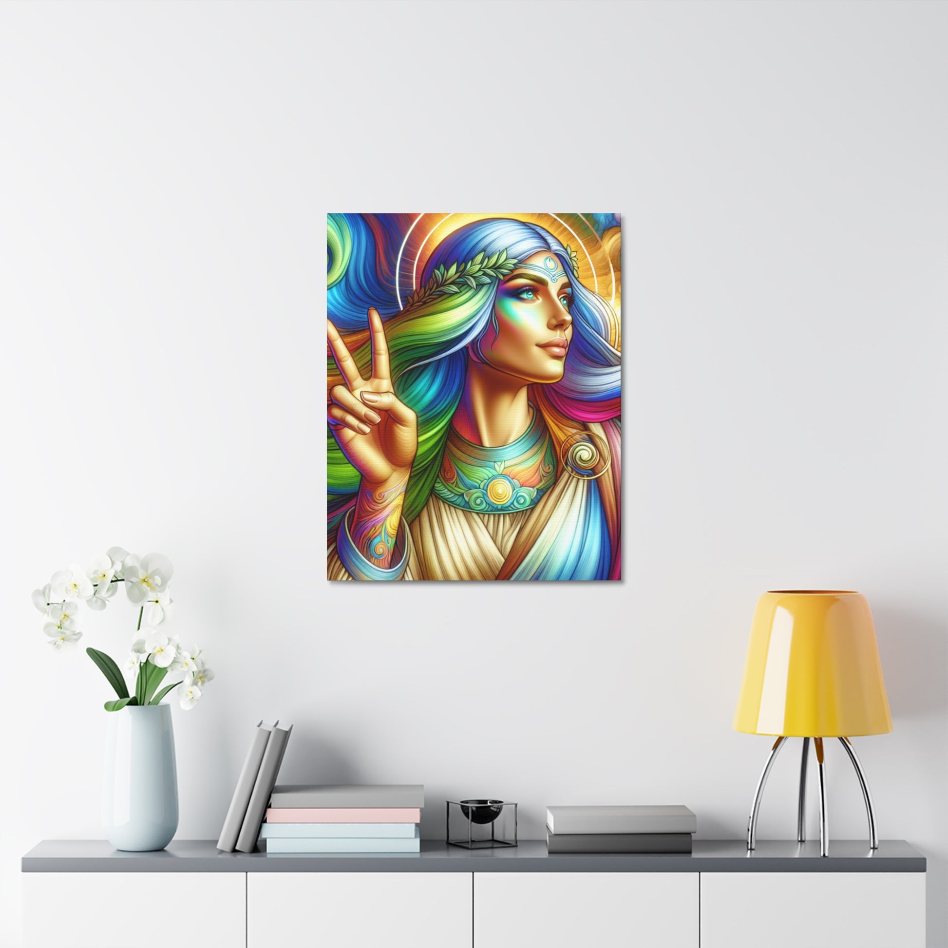Colorful Peaceful Spirit Stretched Canvas Art - Vibrant Home Decor, Boho Wall Art, Unique Gift, Colorful Art Print, Spiritual Wall Art