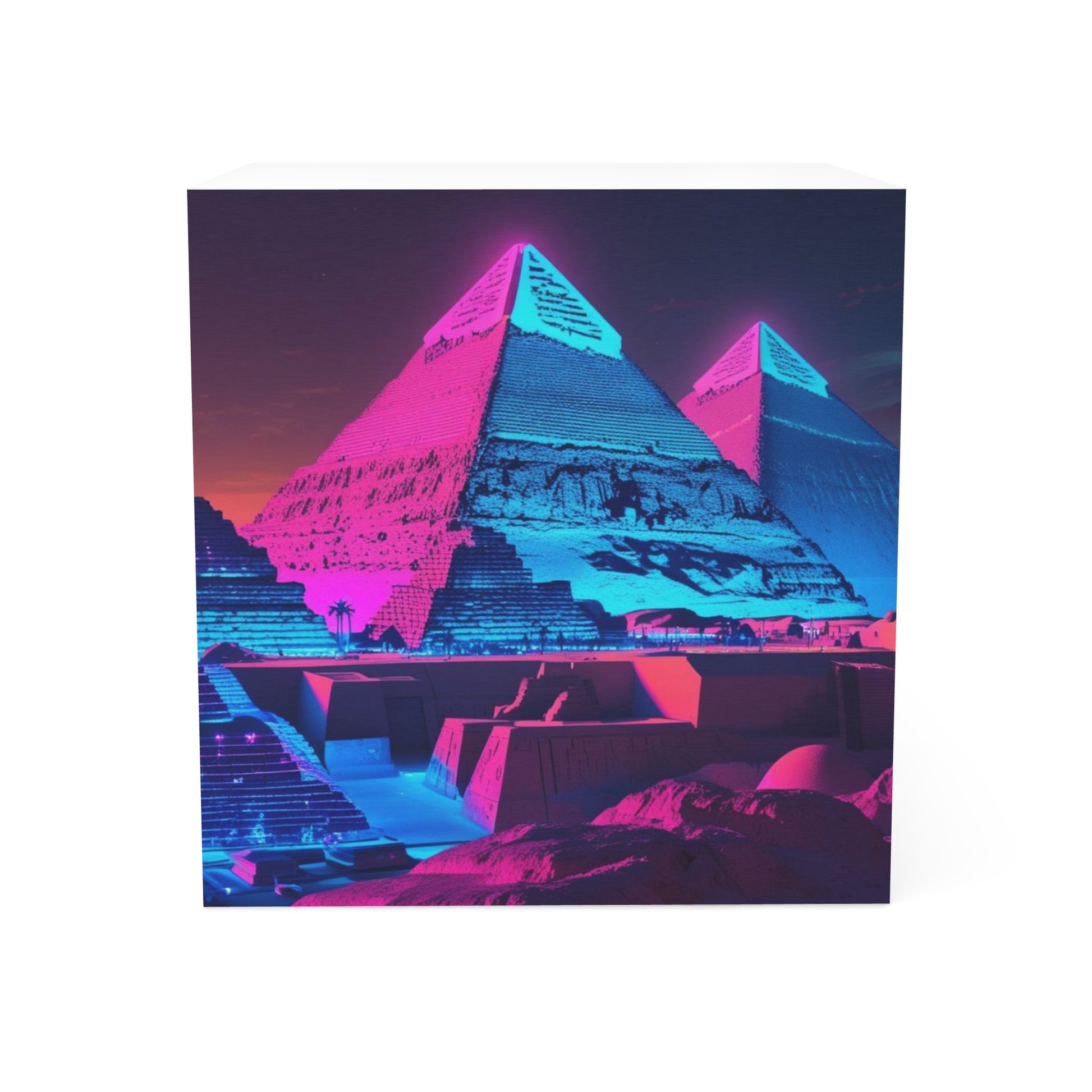Neon Pyramid Note Cube - Retro Aesthetic Desk Organizer, Unique Gift for Students, Office Decor, Colorful Stationery, Writing Essentials