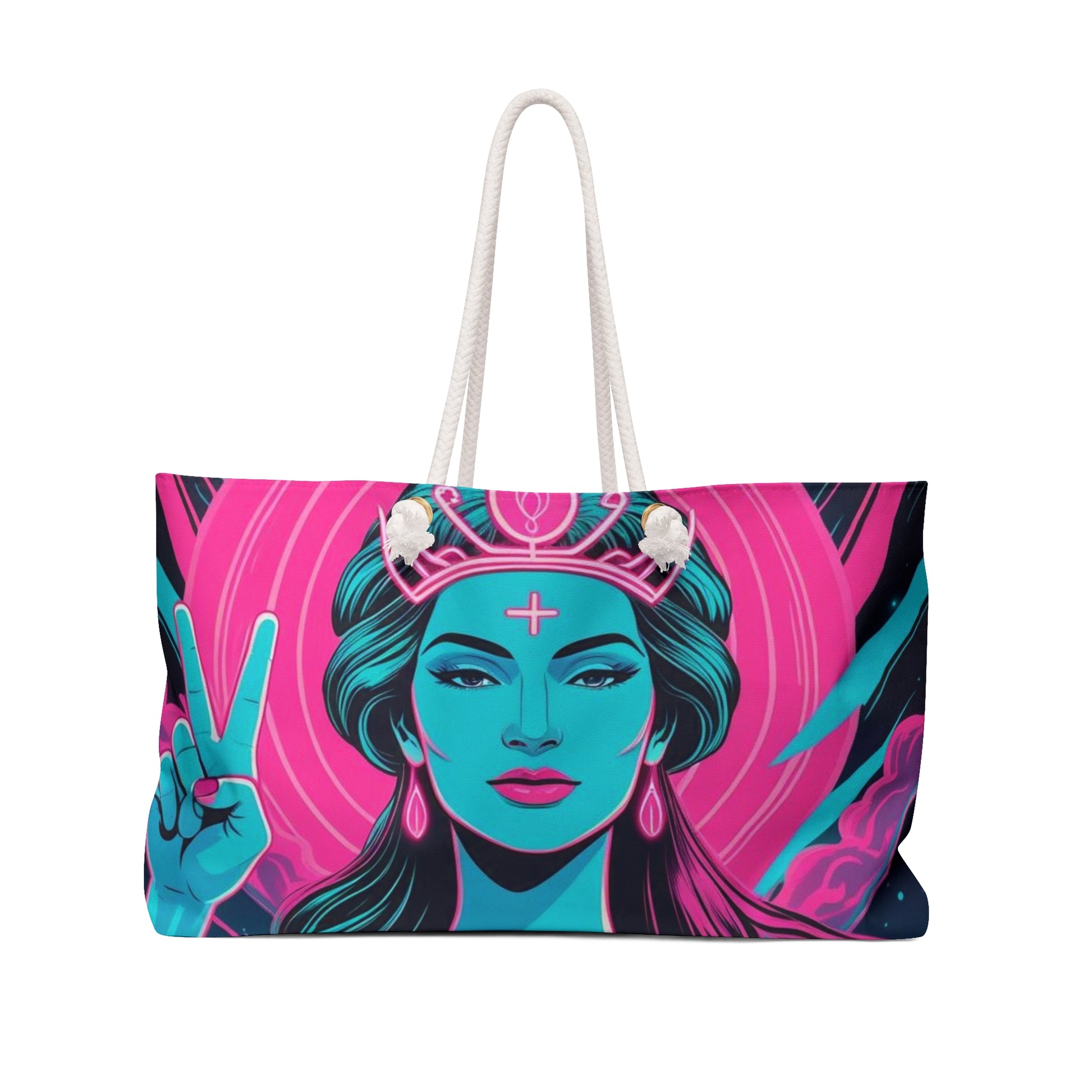 Vibrant Goddess Weekender Bag, Travel Tote, Beach Bag, Yoga Bag, Weekend Getaway, Boho Chic, Statement Accessory