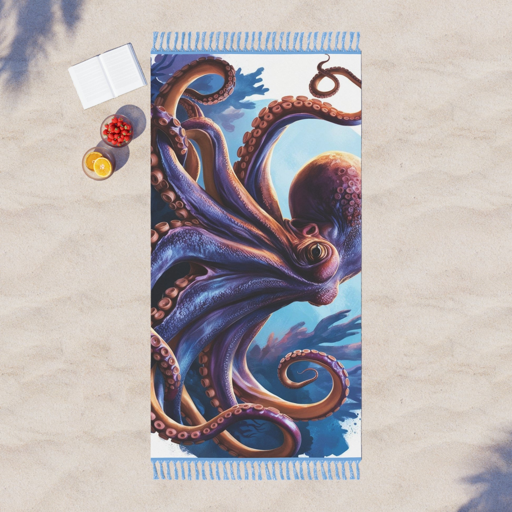 Boho Beach Towel, Colorful Octopus Beach Blanket, Camping Throw, Bohemian Decor, Ocean Lover Gift
