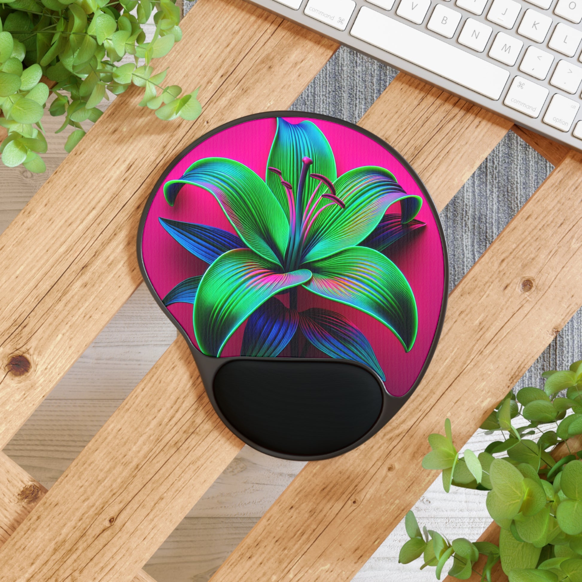 Vibrant Floral Mouse Pad with Wrist Rest, Colorful Desk Accessory, Perfect Gift for Gamers, Office Use, Home Decor, Flower Design