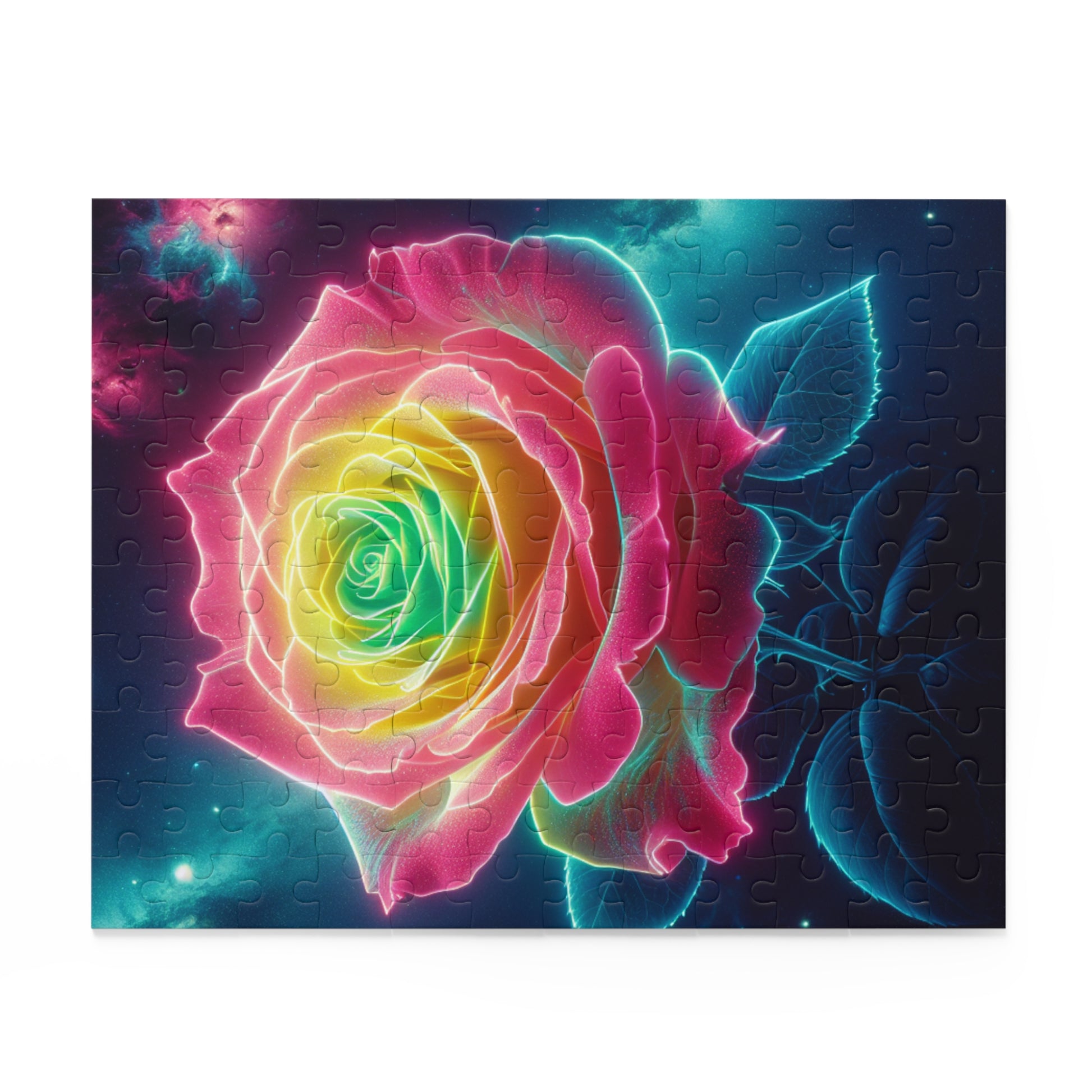 Neon Rose Puzzle - 120, 252, 500-Piece, Colorful Home Decor, Gift for Flower Lovers, Unique Puzzle, Relaxing Activity, Fun Family Game