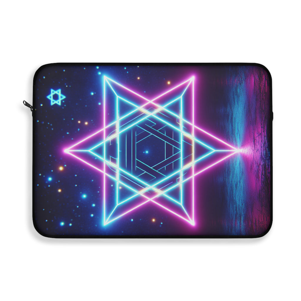 Neon Star Laptop Sleeve, Cosmic Laptop Case, Stylish Tech Accessory, Gift for Students, Vibrant Computer Sleeve, Starry Night Design