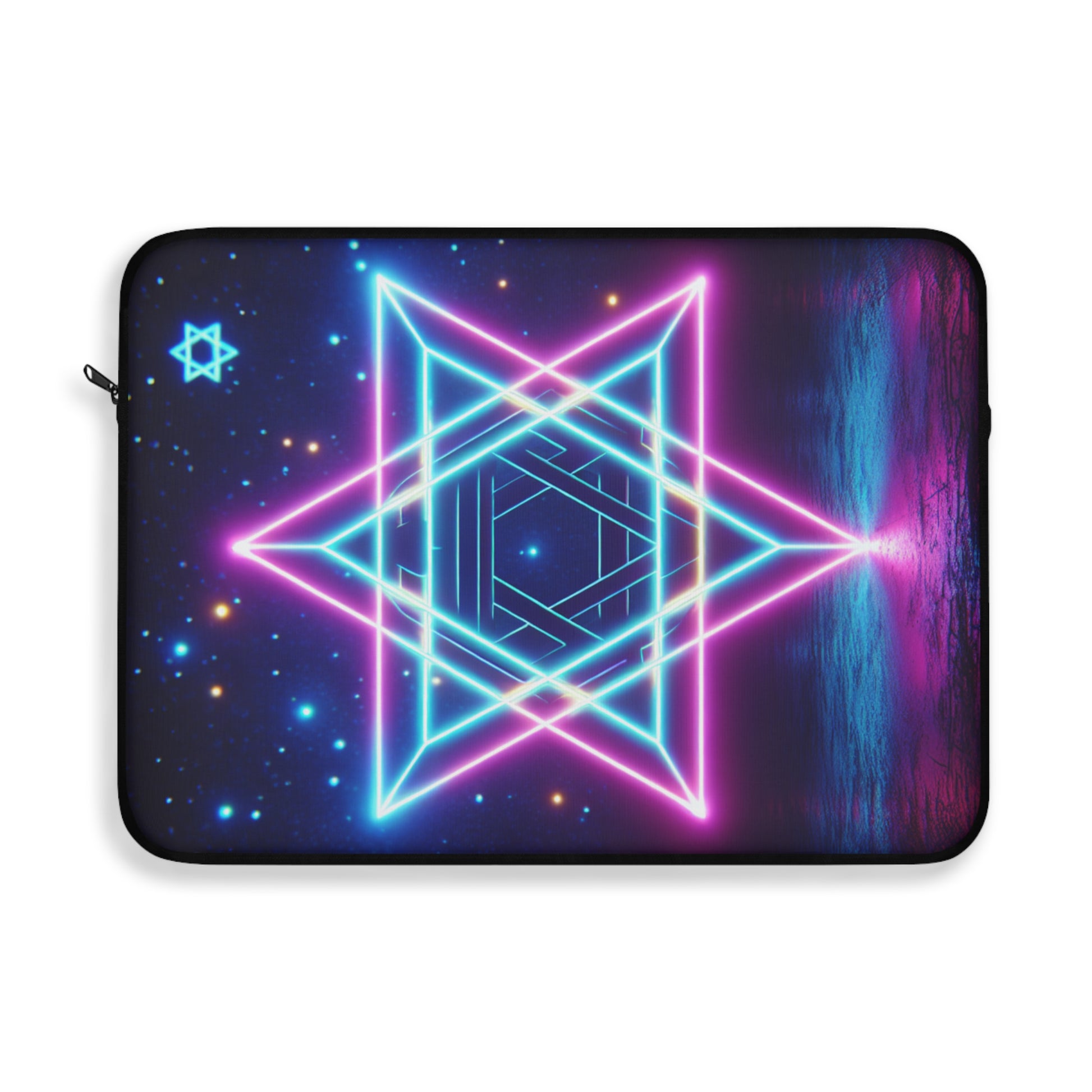 Neon Star Laptop Sleeve, Cosmic Laptop Case, Stylish Tech Accessory, Gift for Students, Vibrant Computer Sleeve, Starry Night Design