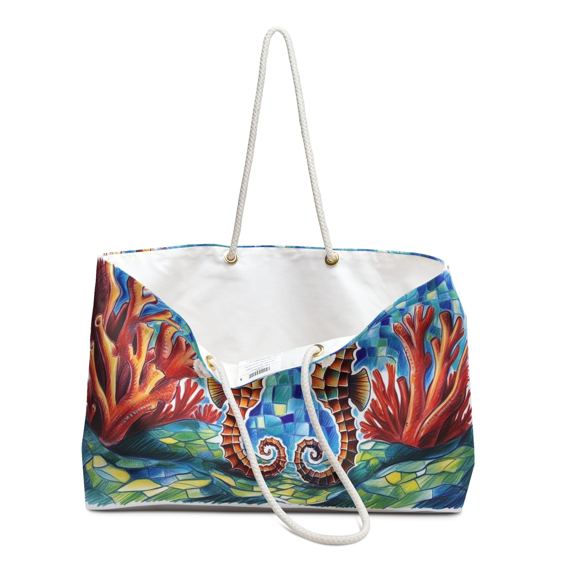 Seahorse Art Weekender Bag, Beach Travel Tote, Ocean Vibes Bag, Gift for Nature Lovers, Poolside Essential