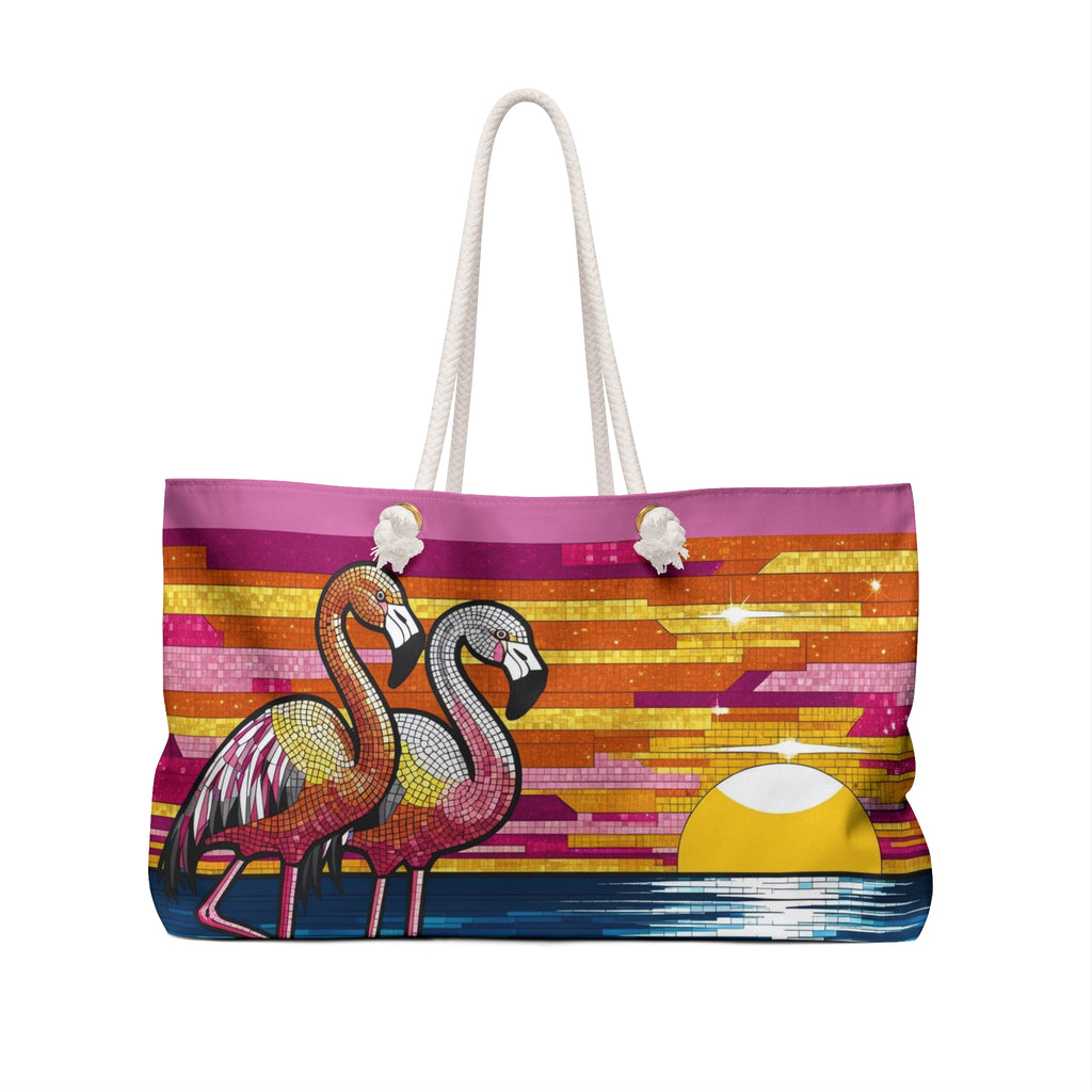 Vibrant Flamingo Weekender Bag - Tropical Travel Tote for Beach Days, Vacation, Gift for Her, Summer Style, Poolside Essential