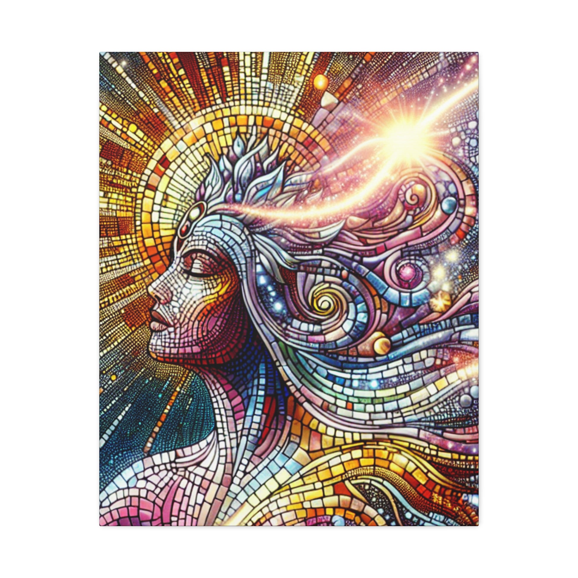 Vibrant Mosaic Art Canvas Wall Decor, Colorful Home Aesthetic, Unique Gift for Art Lovers, Bohemian Style Wall Art