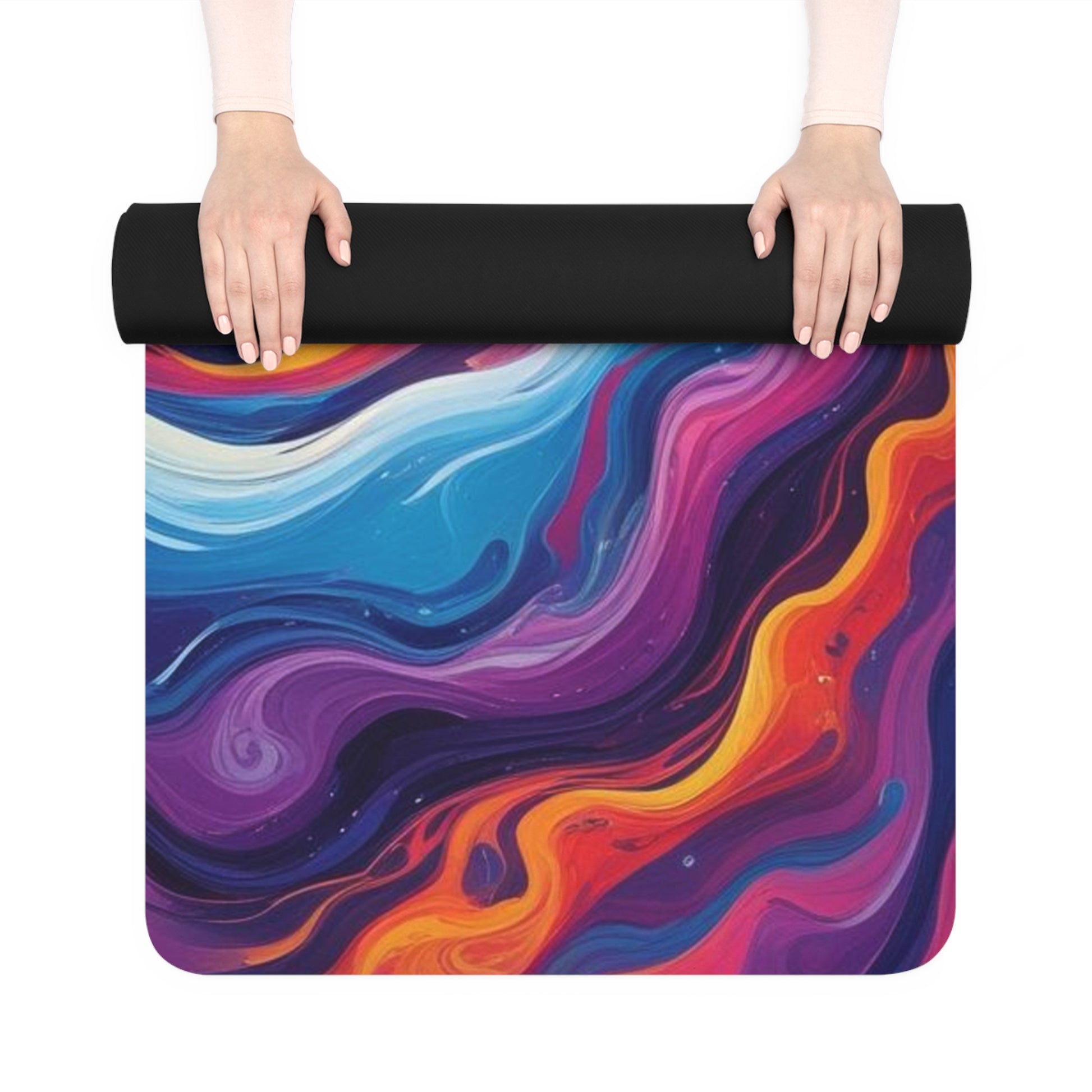 Vibrant Rubber Yoga Mat - Colorful Mandala Design, Fitness, Meditation, Home Decor, Gift for Yogis