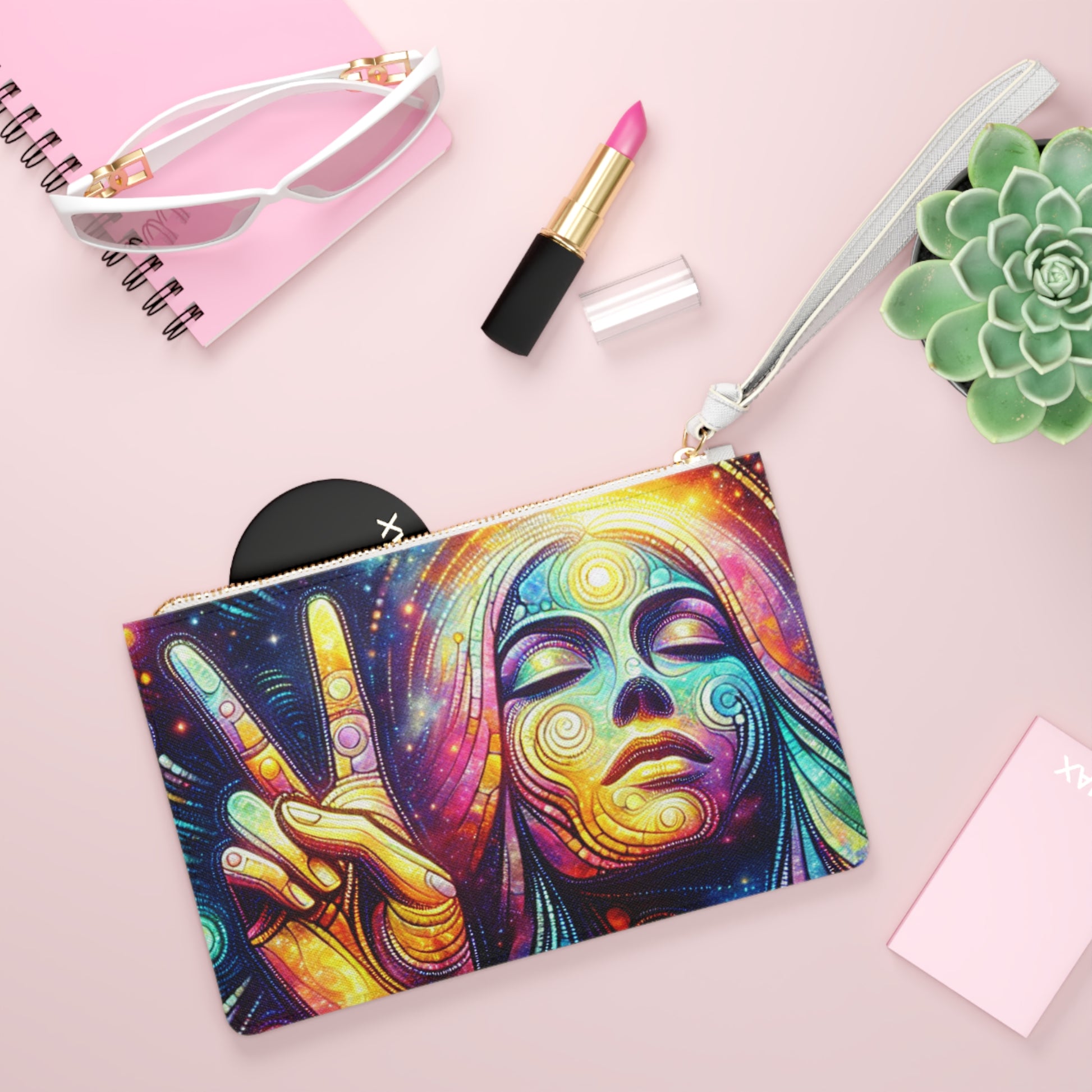 Vibrant Art Clutch Bag – Colorful Cosmic & Floral Designs | Ideal Gift for Festivals, Parties, Birthdays, or Everyday Use