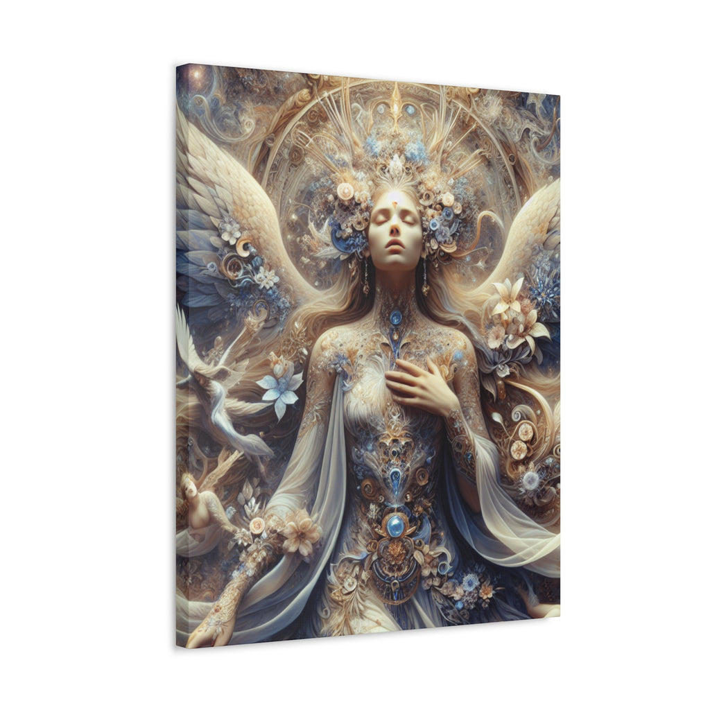 Divine Feminine Goddess Queen Stretched Canvas Art, Fantasy Wall Decor, Ethereal Home Decor, Boho Chic Artwork, Unique Gift for Dreamers