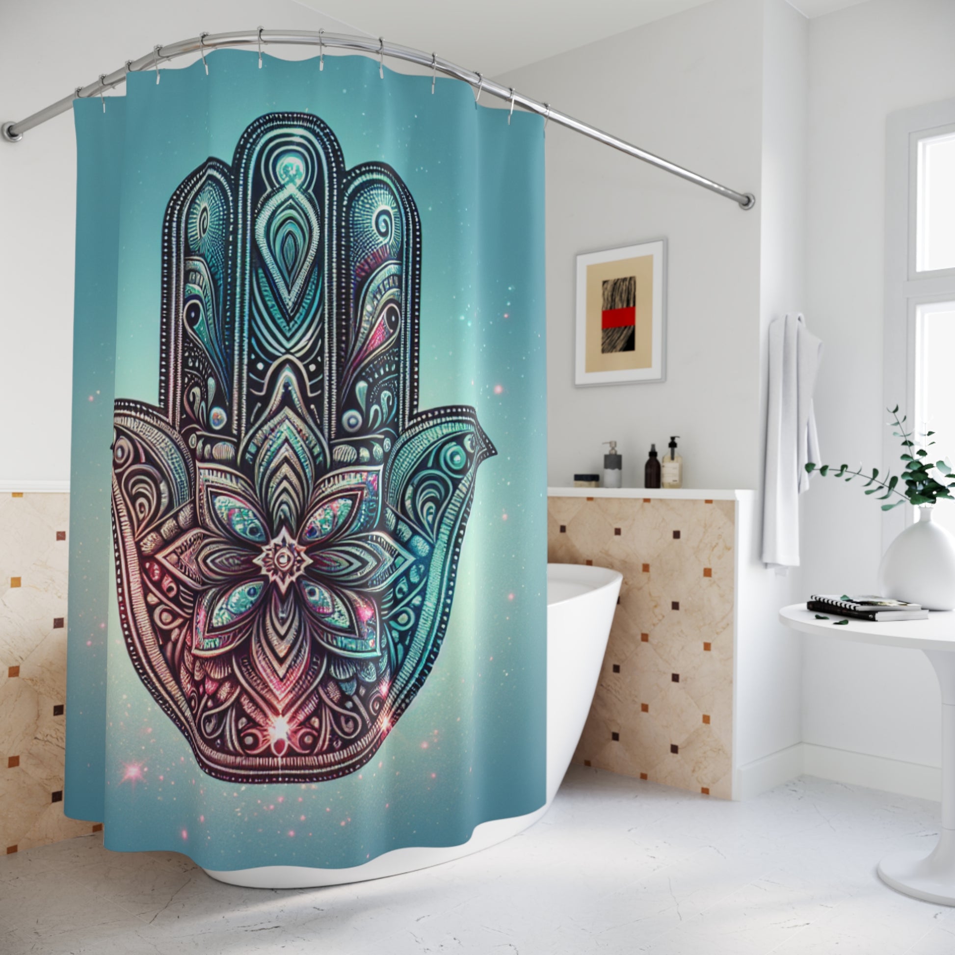 Bohemian Hand of Hamsa Shower Curtain - Protect Your Space with a Unique Design, Bathroom Decor, Gift for Her, Spiritual Vibes, Home [...]