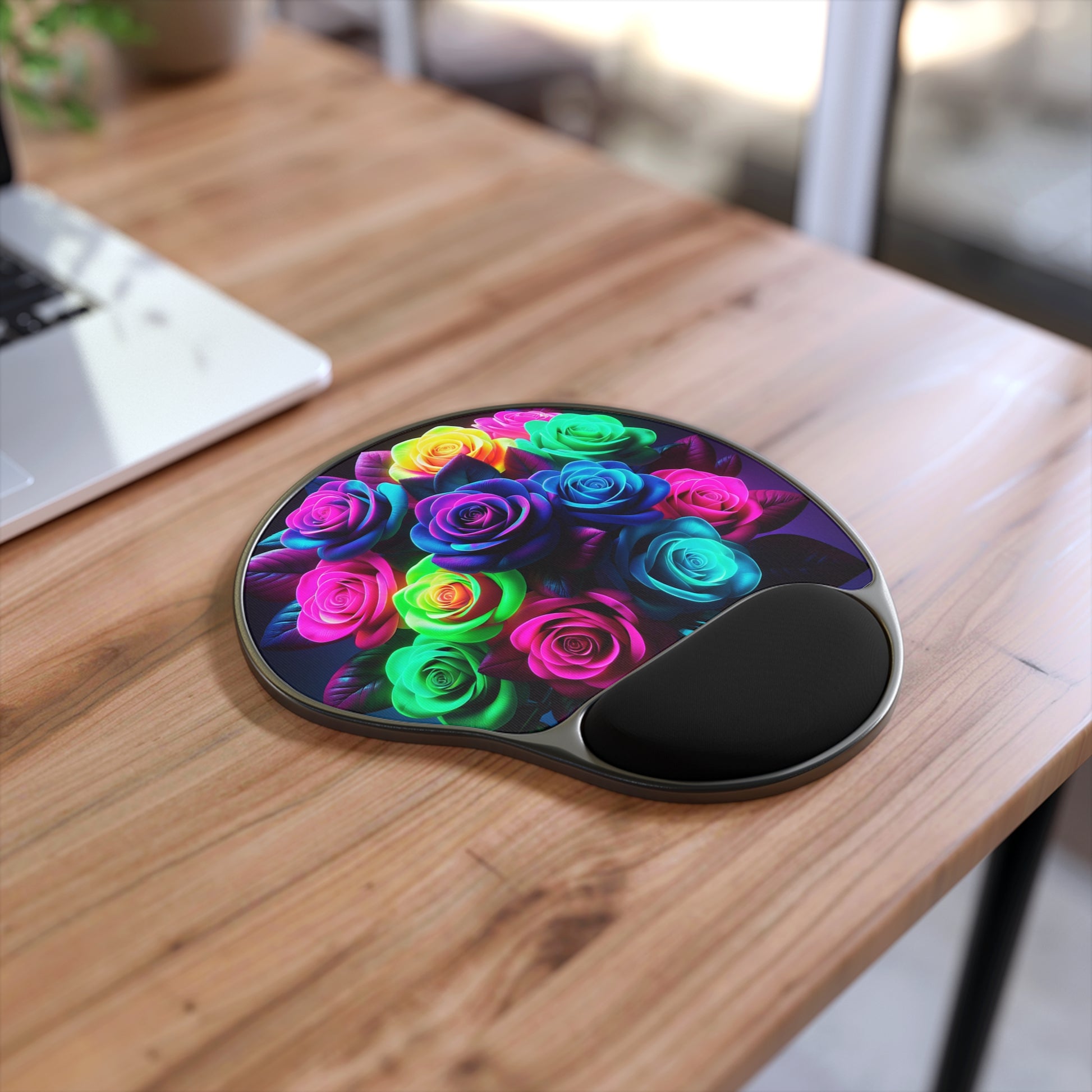Vibrant Floral Mouse Pad with Wrist Rest, Colorful Desk Accessory for Home Office, Ergonomic Computer Mousepad, Gift for Flower Lovers