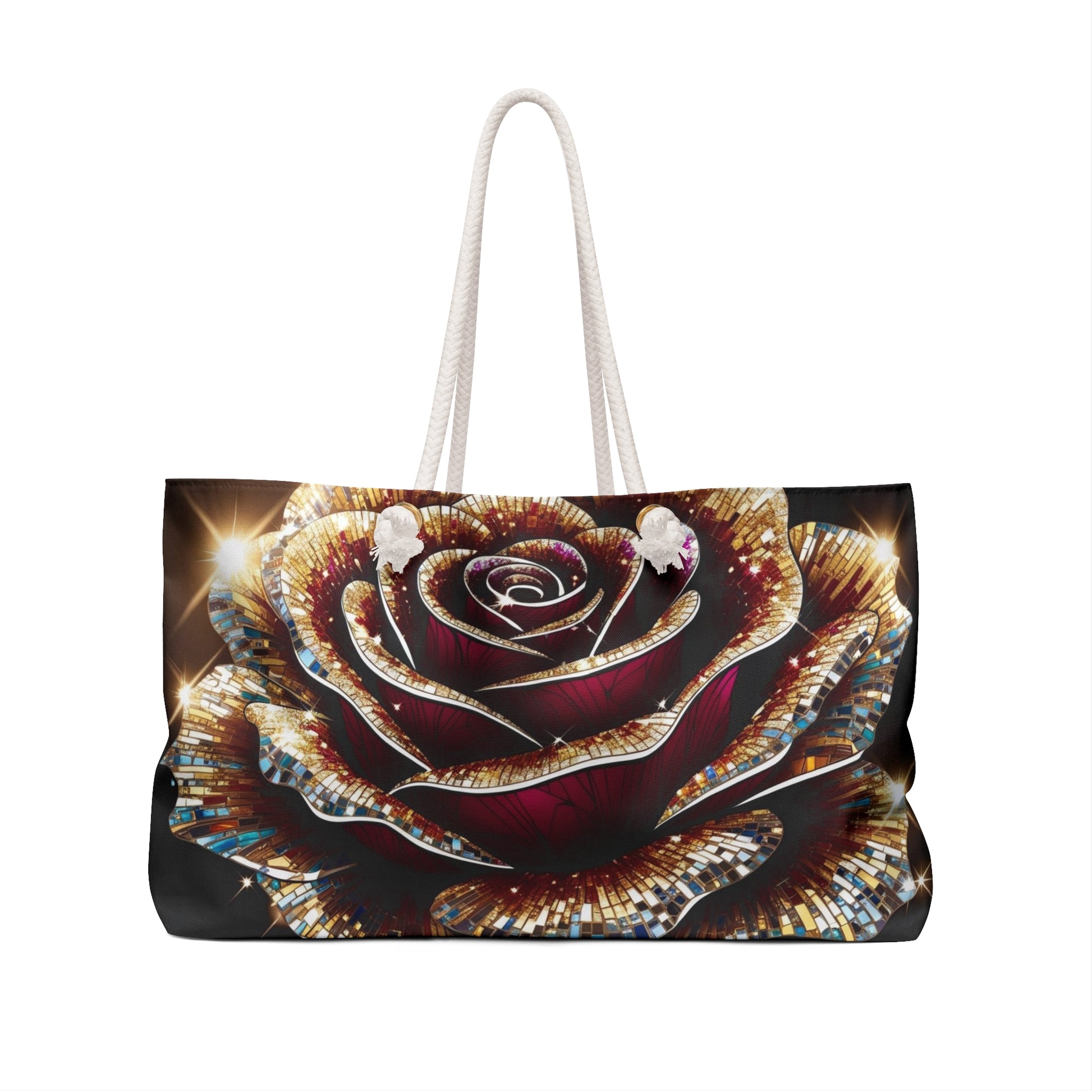 Vibrant Rose Goddess Weekender Bag - Travel Tote, Boho Chic, Festival Essentials, Carryall Carry-On Travel Bag, Gift for Her, Yoga Retreat