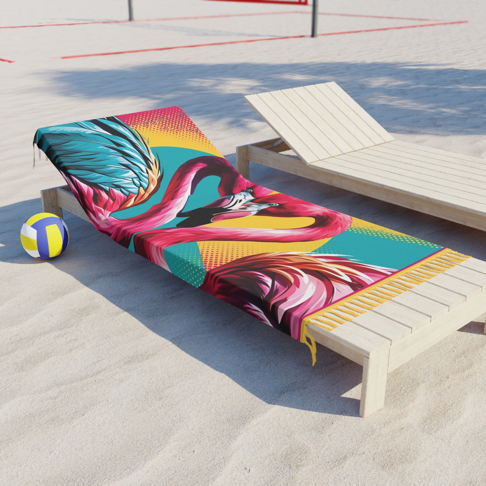 Colorful Boho Beach Towel, Vibrant Flamingo Print, Perfect for Summer, Pool Days, Beach Trips, Home Decor