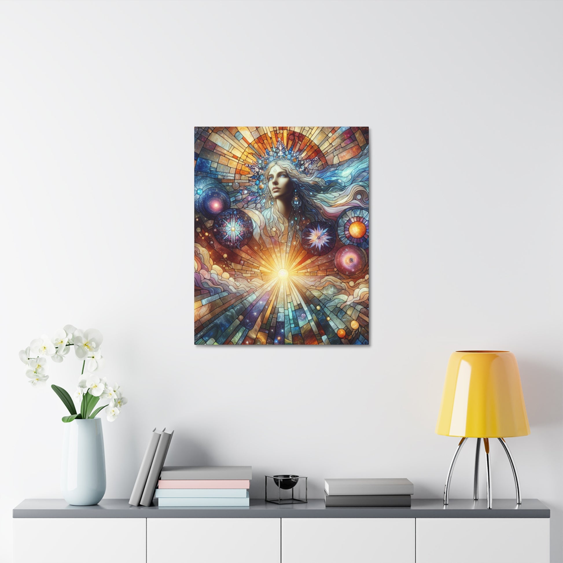 Celestial Women Stretched Canvas Art Print, Wall Décor for Home, Spiritual Decor, Unique Gift, Boho Art for Living Room