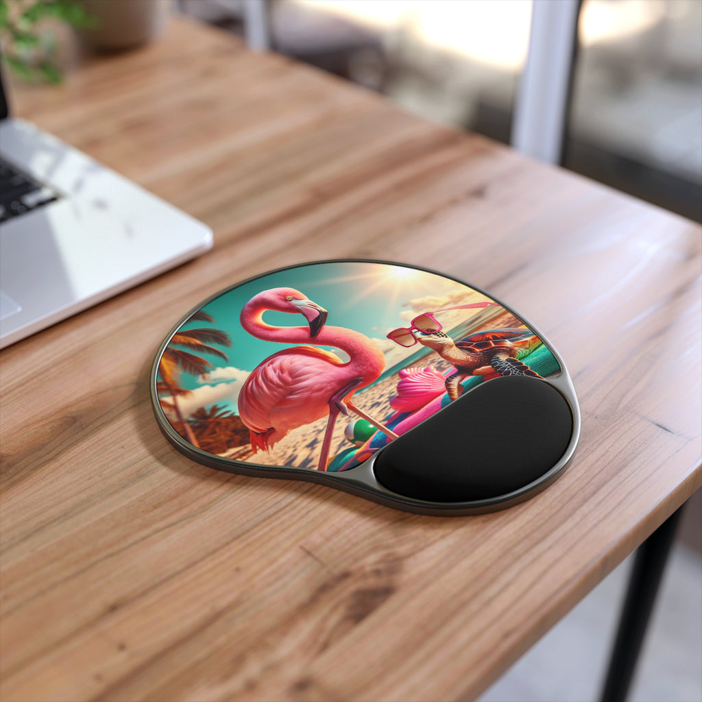 Tropical Flamingo Mouse Pad With Wrist Rest, Cute Desk Accessory, Beach Vibe Office Decor, Ideal Gift for Animal Lovers