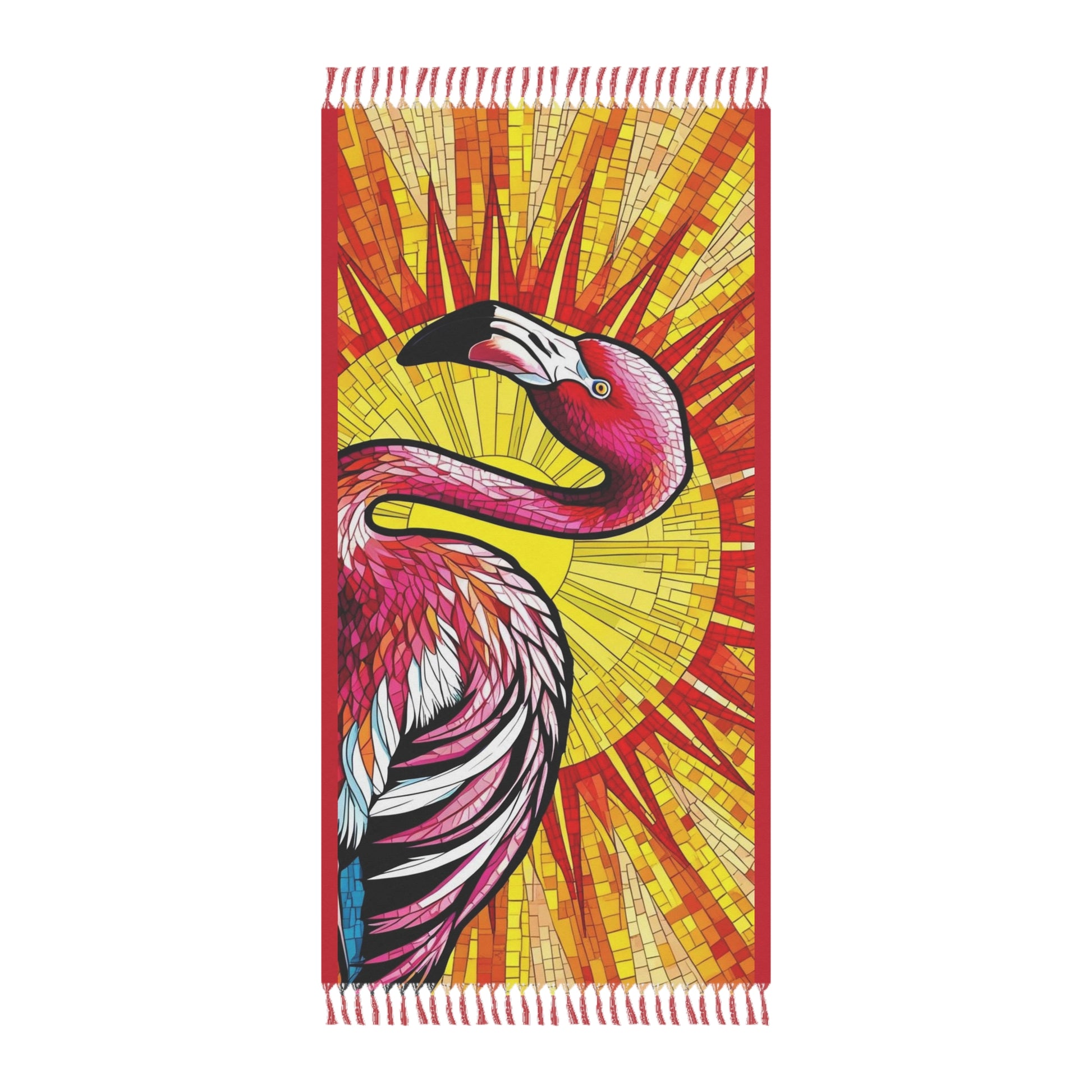 Vibrant Boho Beach Towel with Flamingo Design | Summer Pool Accessory, Picnic Blanket, Travel Towel, Gift for Beach Lovers, Tropical Home