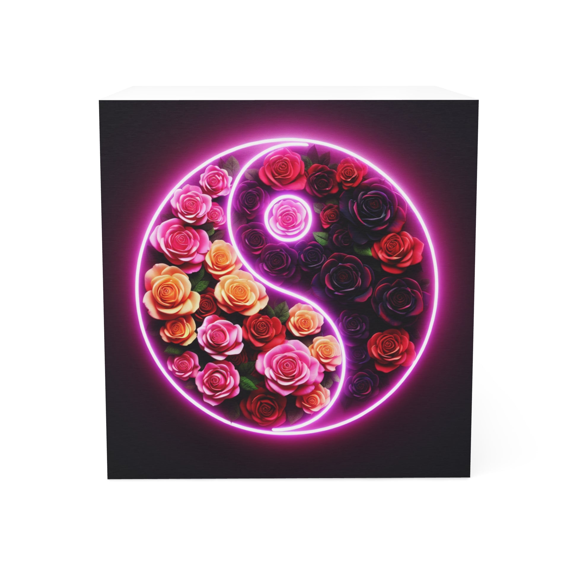 Yin Yang Floral Note Cube - Inspirational Desk Decor, Stationery Gift, Flower Sticky Notes, Office Supplies, Floral Memorandum Block