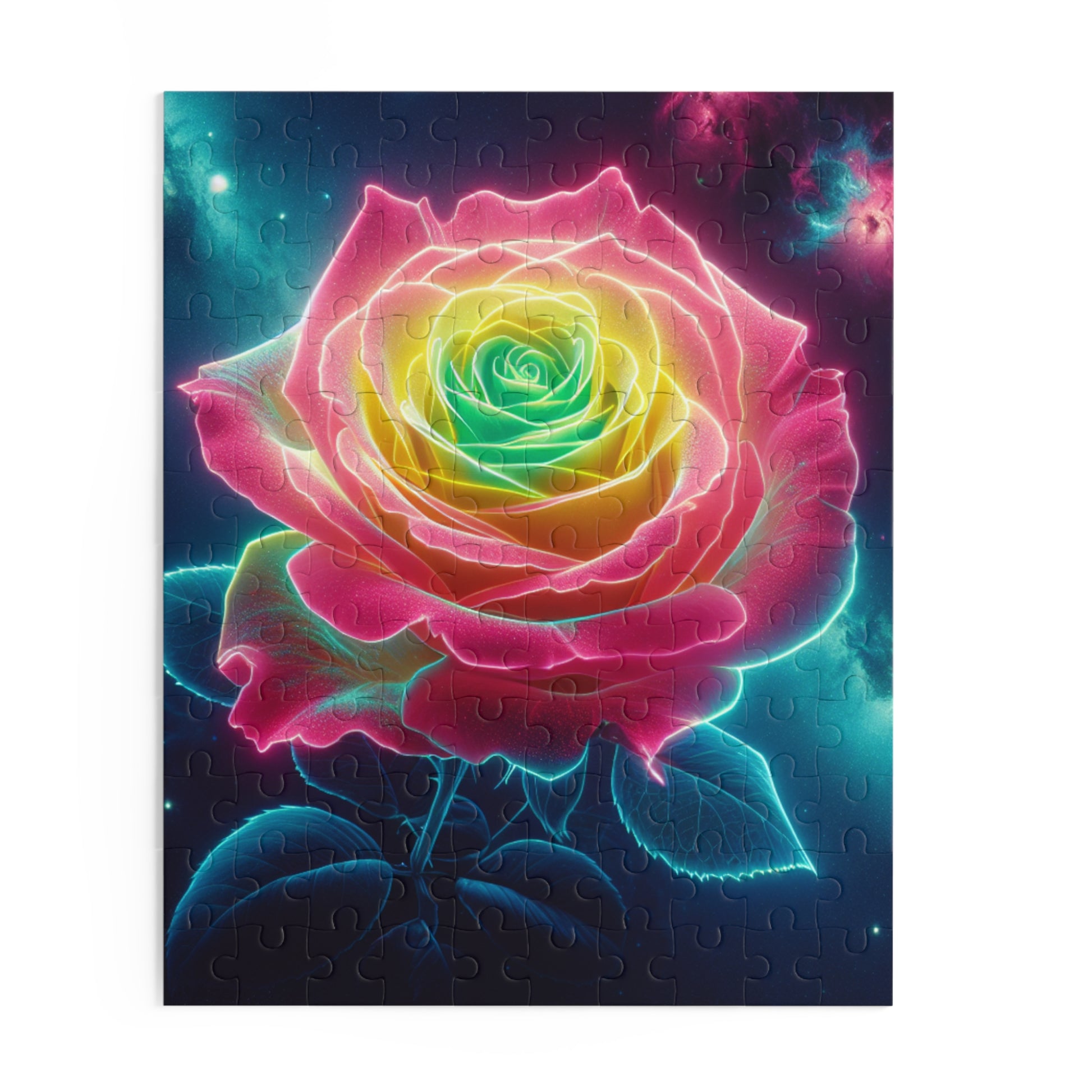 Neon Rose Puzzle - 120, 252, 500-Piece, Colorful Home Decor, Gift for Flower Lovers, Unique Puzzle, Relaxing Activity, Fun Family Game