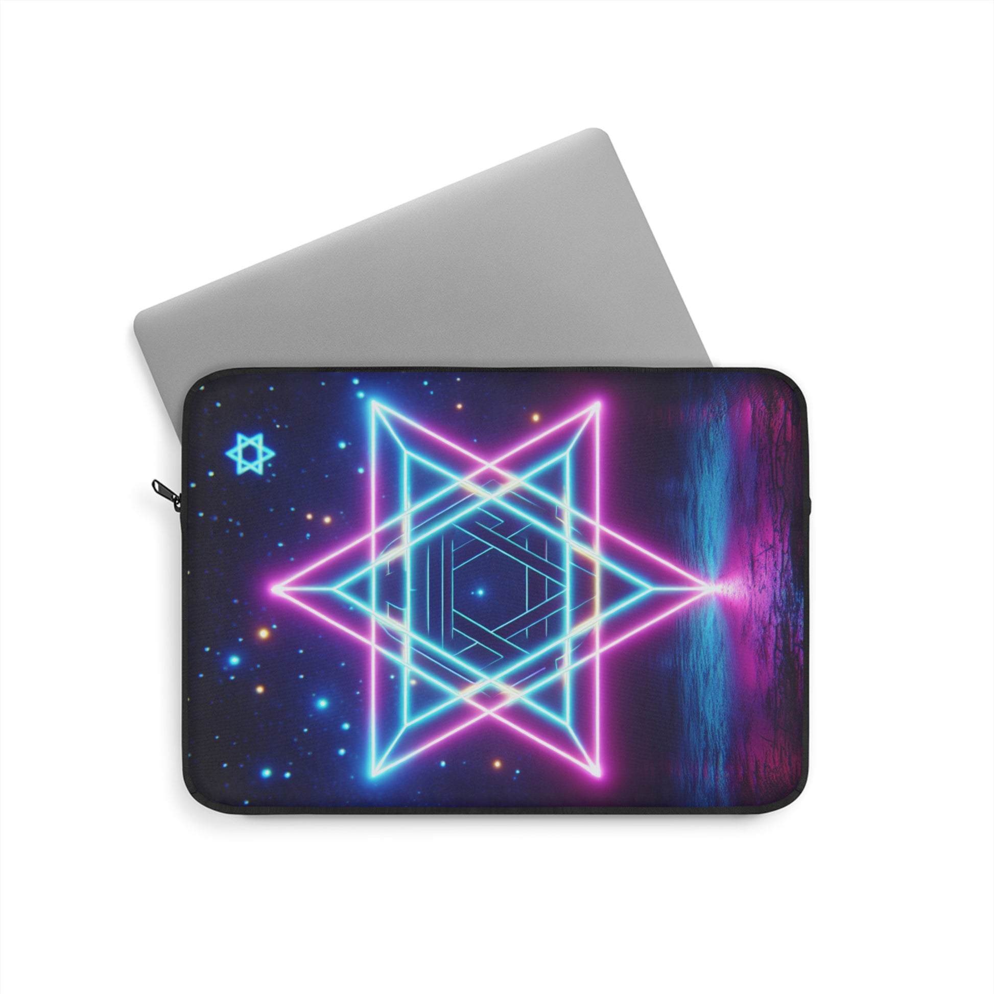 Neon Star Laptop Sleeve, Cosmic Laptop Case, Stylish Tech Accessory, Gift for Students, Vibrant Computer Sleeve, Starry Night Design