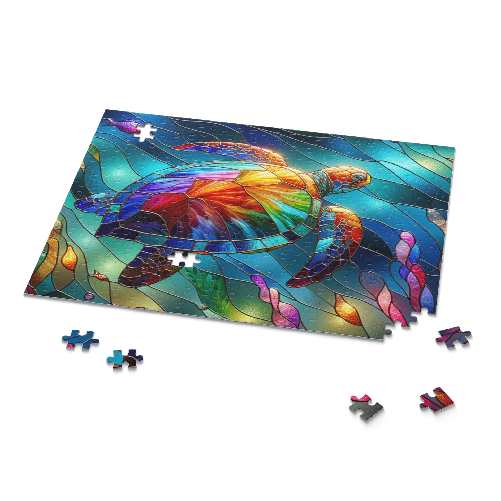 Vibrant Sea Turtle Puzzle (120, 252, 500-Piece) - Colorful Art, Ocean Decor, Family Game, Gift for Animal Lovers, Educational Fun