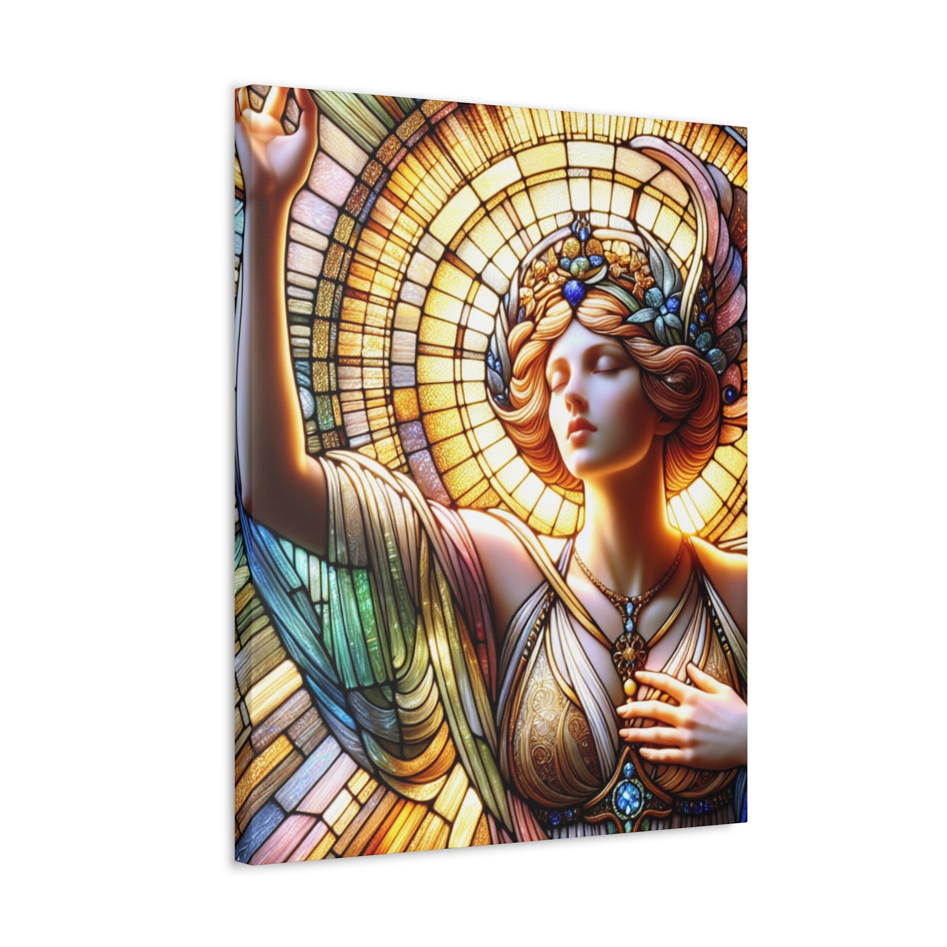 Stained Glass Goddess Canvas Art, Elegant Home Decor, Bohemian Wall Art, Spiritual Gift, Vintage Style Decoration