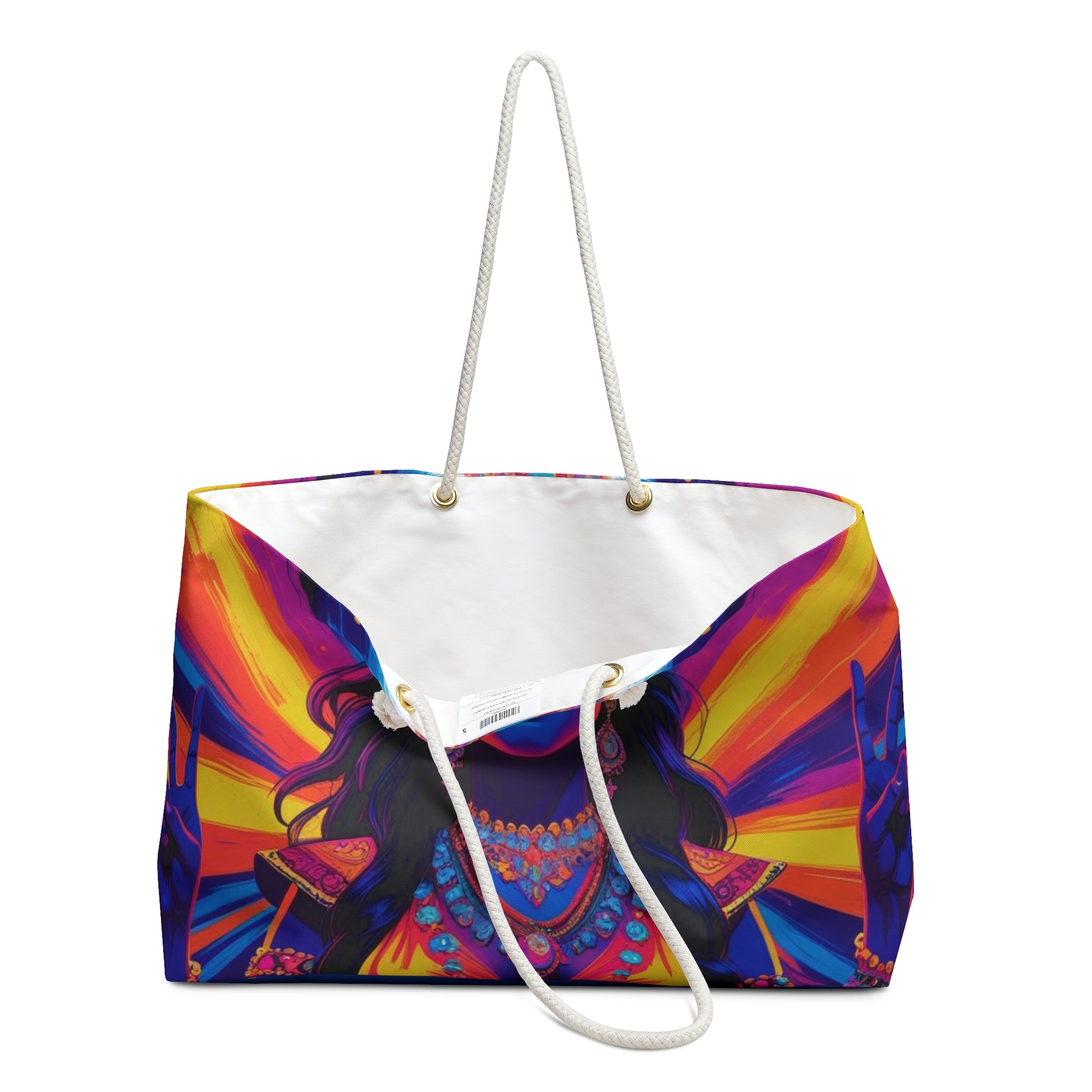 Vibrant Goddess Weekender Bag - Travel Tote, Spiritual Gift, Yoga Retreat Bag, Boho Chic Travel Accessory, Festival Bag